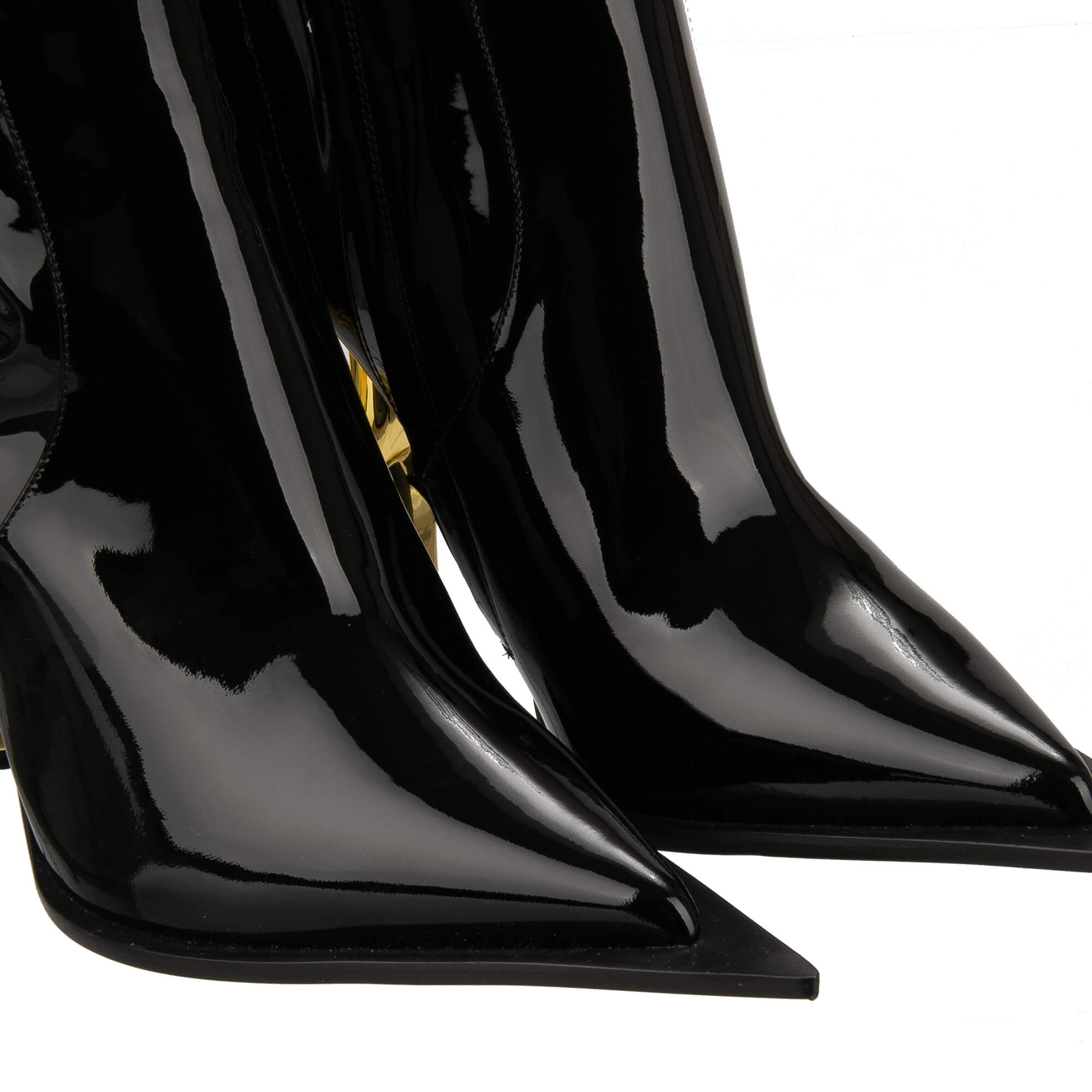 Patent Leather Boots CARDINALE with DG Logo metal heels in gold and black by DOLCE & GABBANA