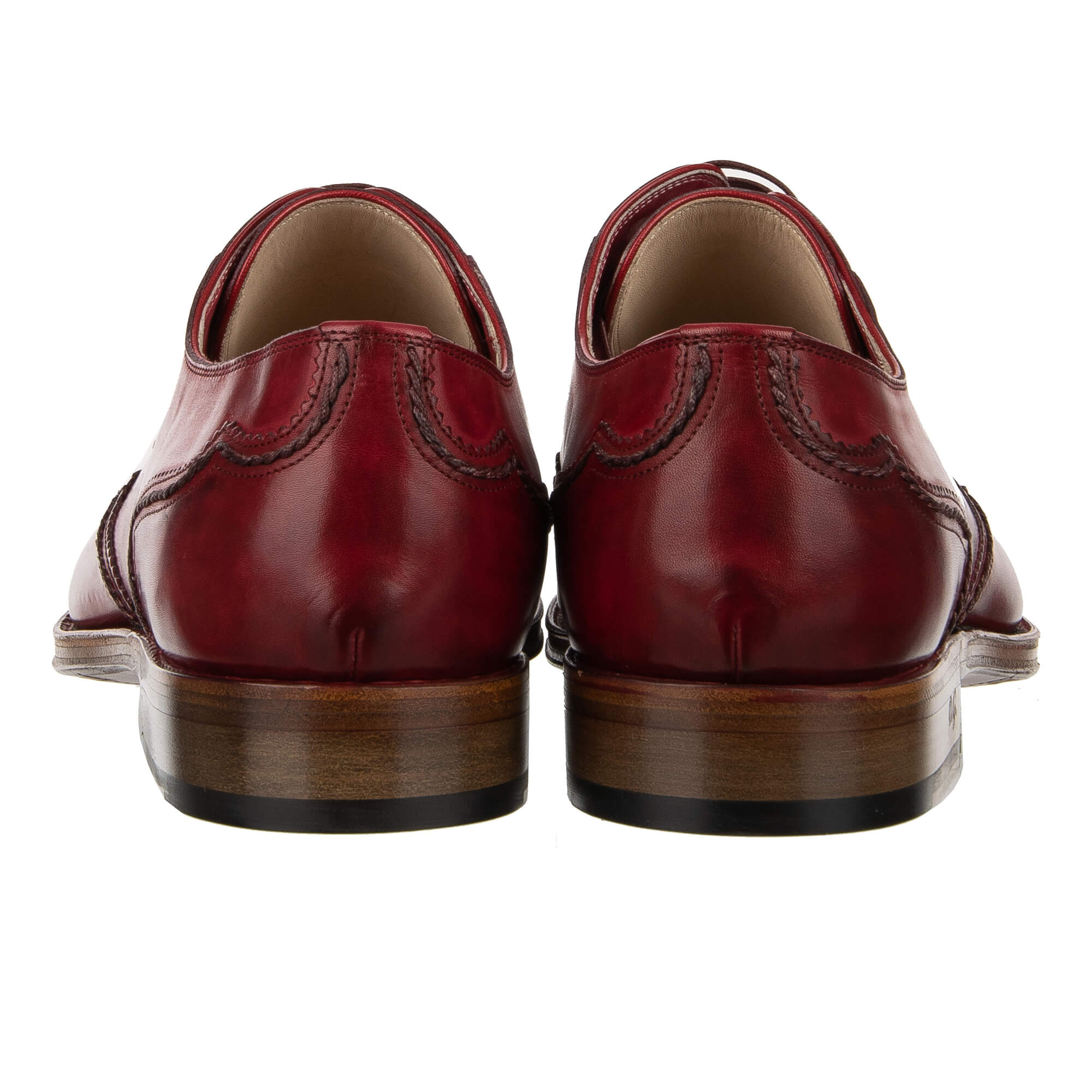 Leather derby shoes ROMA with DG Goodyear sole and hand-painted in red by DOLCE & GABBANA SARTORIA