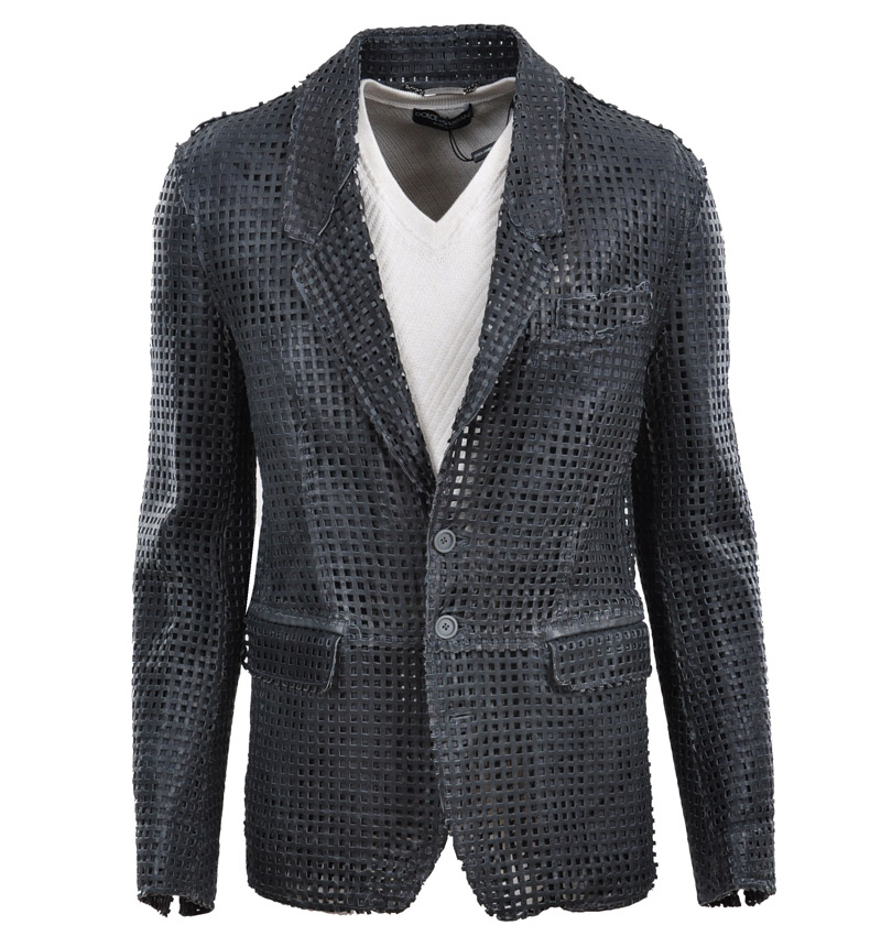 RUNWAY Netz Lederjacke Grau