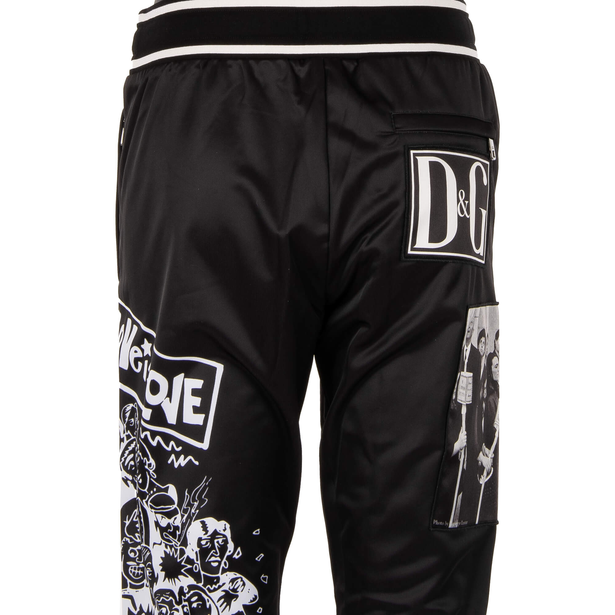 Jogger Hose mit Logo Sticker, Fotografie, Sacred Heart und DNA Evolution Prints, Taschen mit Reißverschluss und elastischer Taille von DOLCE & GABBANA 