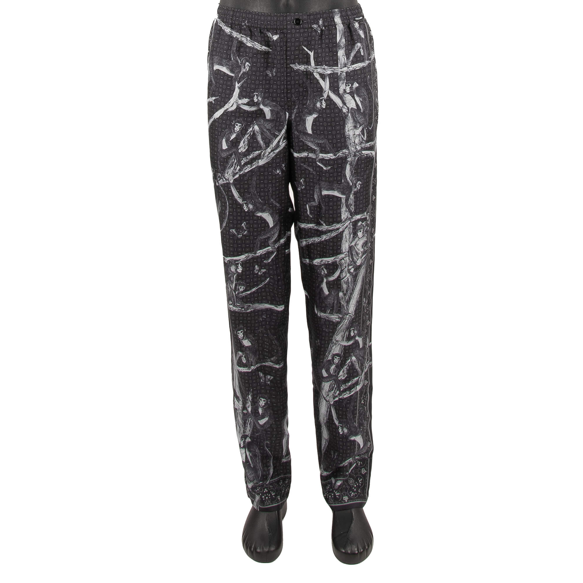 Pyjama Hose aus Seide mit Affen Print in Grau von DOLCE & GABBANA 