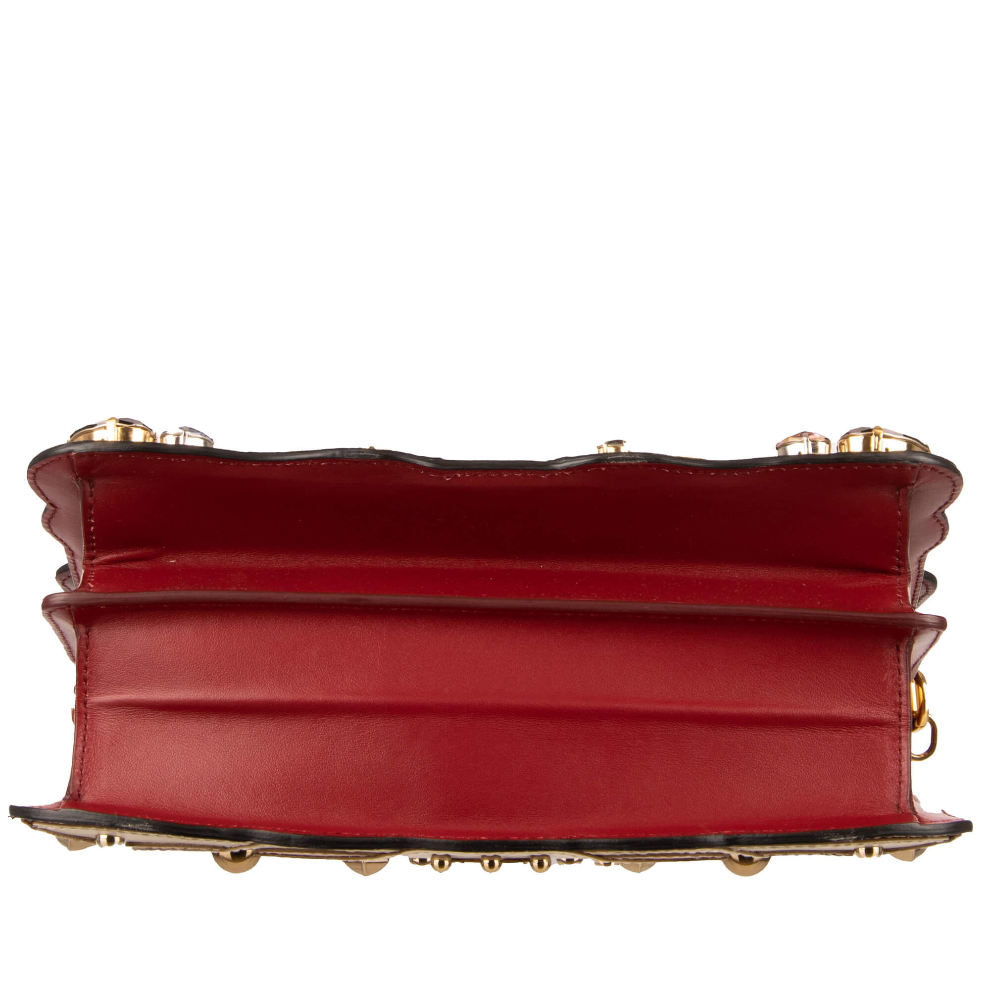 Beschmückte Schultertasche LUCIA Fashion Sinner mit mehrfarbigen Kristallen, Nieten, DG Logo, besticktem Schulterriemen "Queen of Love" von DOLCE & GABBANA
