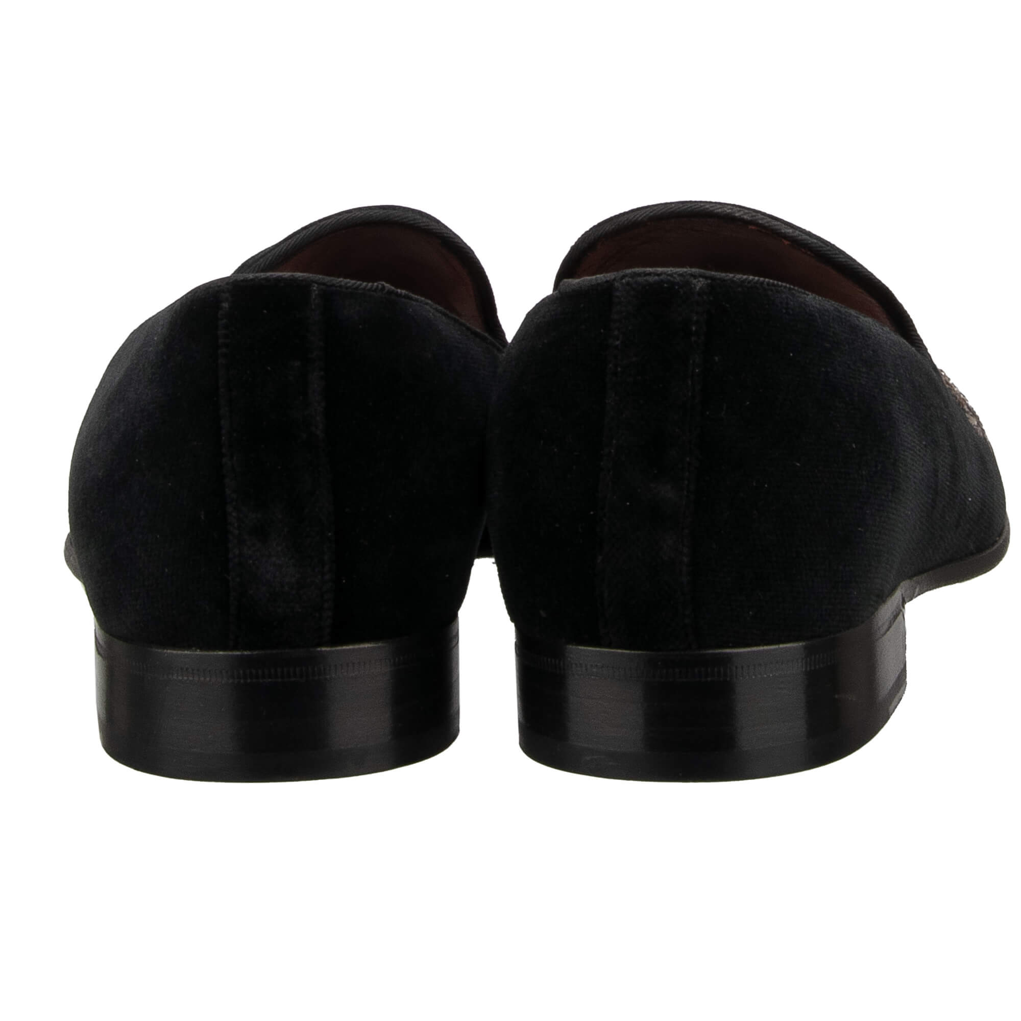 Loafer MILANO aus Samt mit Napoleon Biene, Krone ind Blätter Stickerei in Schwarz von DOLCE & GABBANA