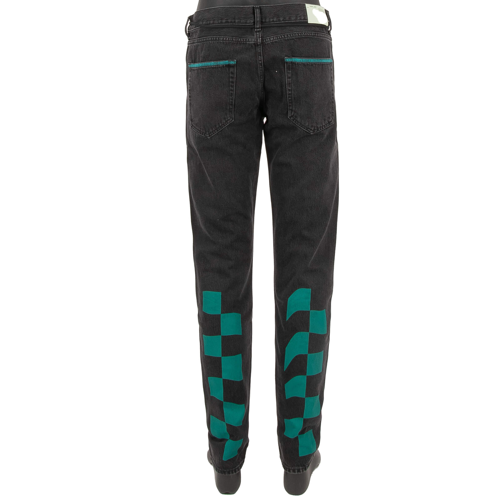 Off-White Petrol Black Jeans mit Print Schwarz Blau 33 M
