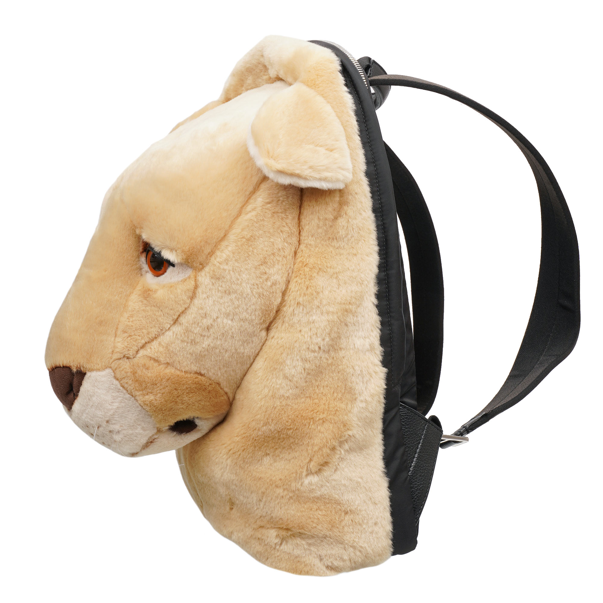 Unisex Faux Fur VULCANO Backpack Bag as Plush Lion Toy with adjustable straps and zip pocket by DOLCE & GABBANA