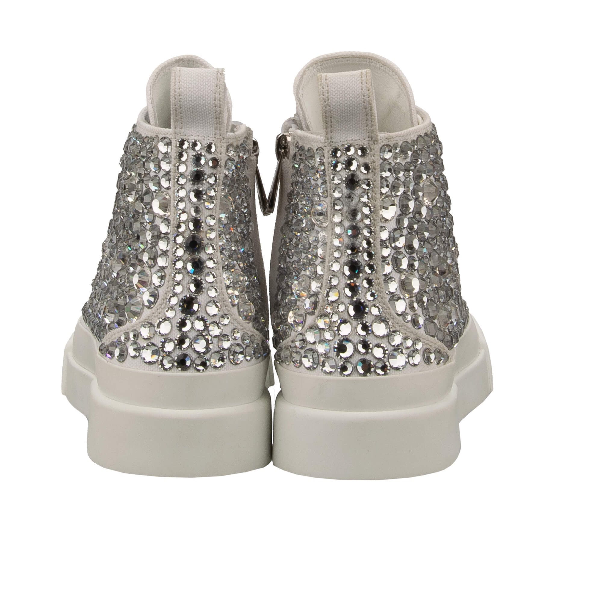 Women Canvas Hight Top Sneaker PORTOFINO with crystal embellishments in white by DOLCE & GABBANA