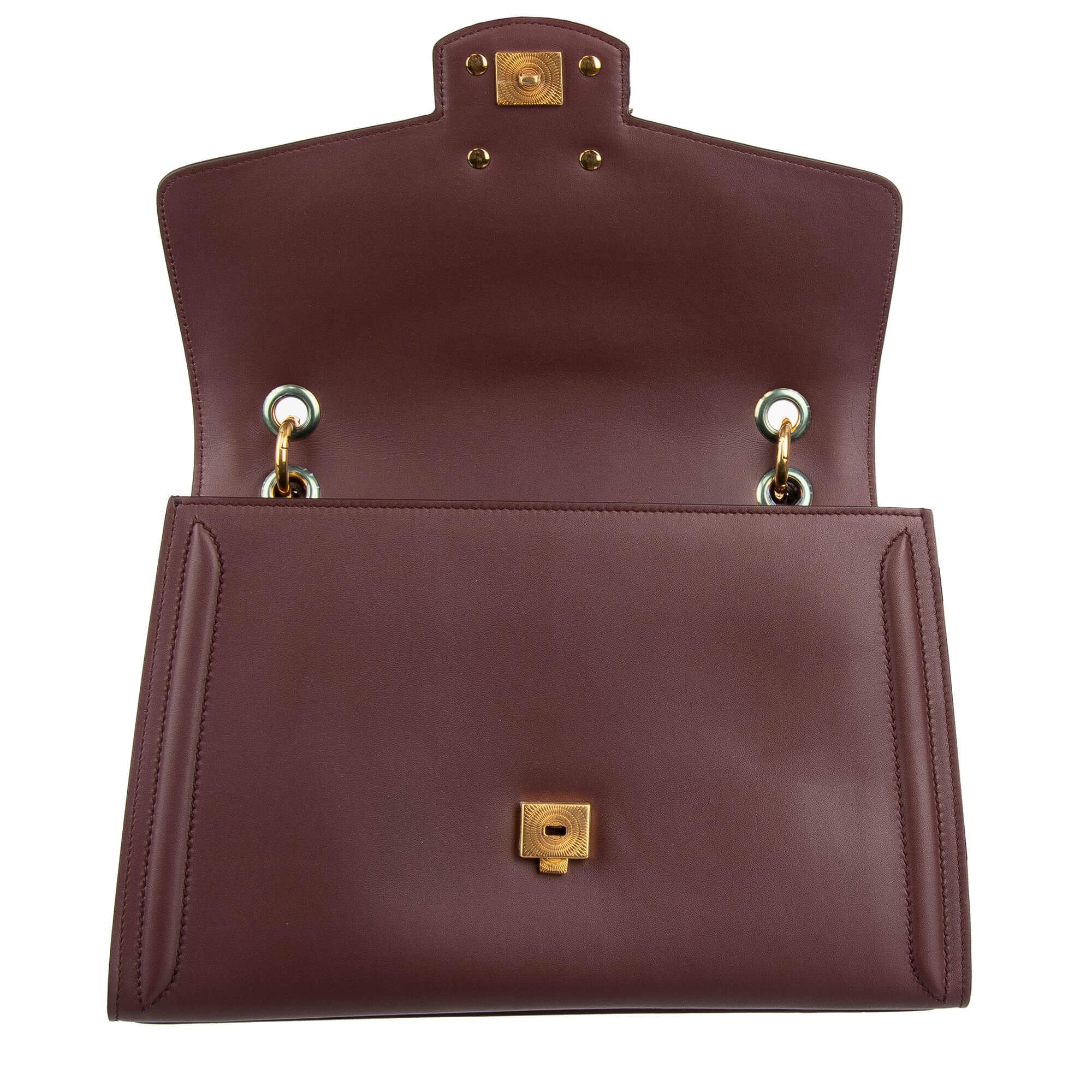 Leather Shoulder Bag DG AMORE with Pearls Logo Wine Red | 09711