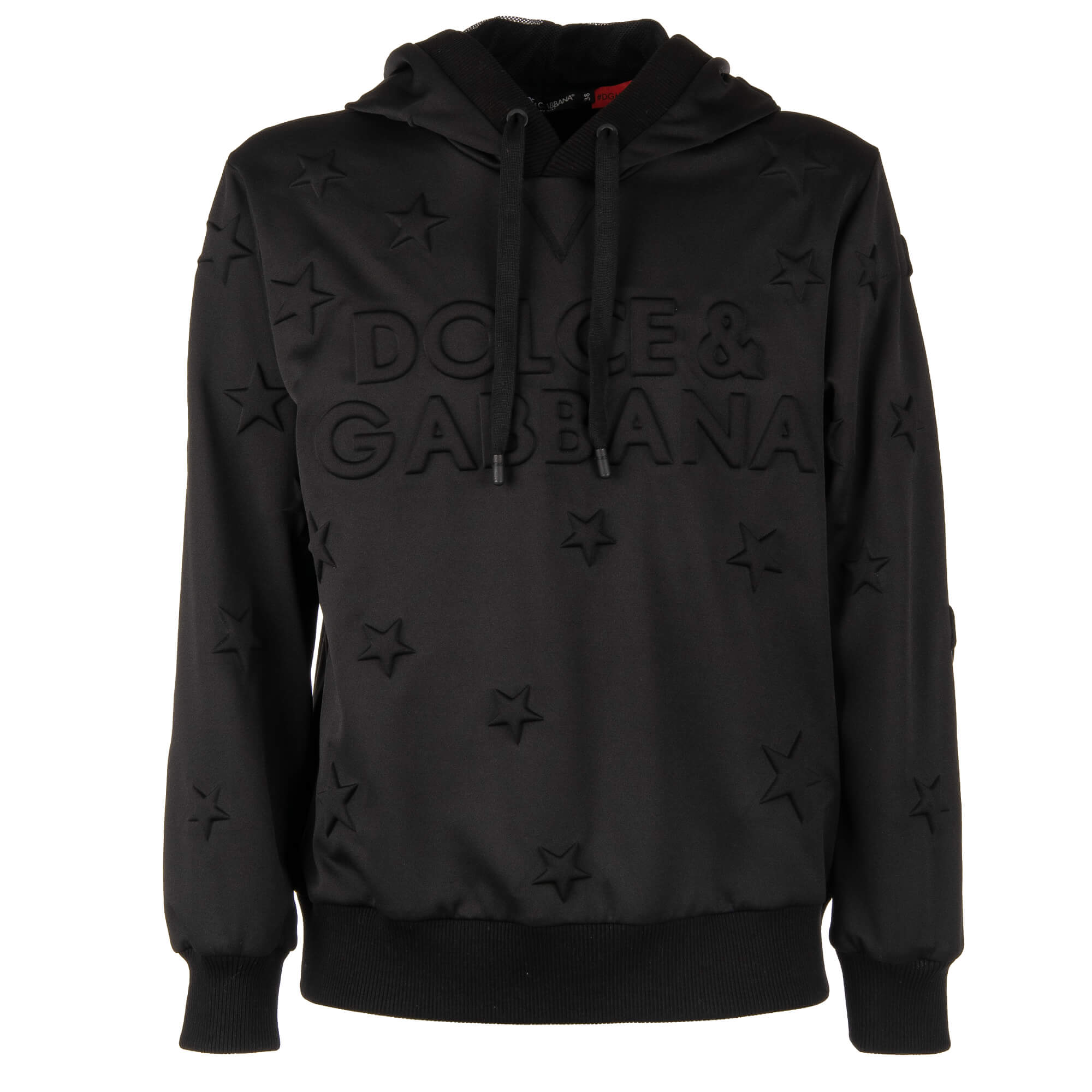 Oversize Hoodie Pullover Millennials mit Sternen und Logo Textur Schwarz 38 S M