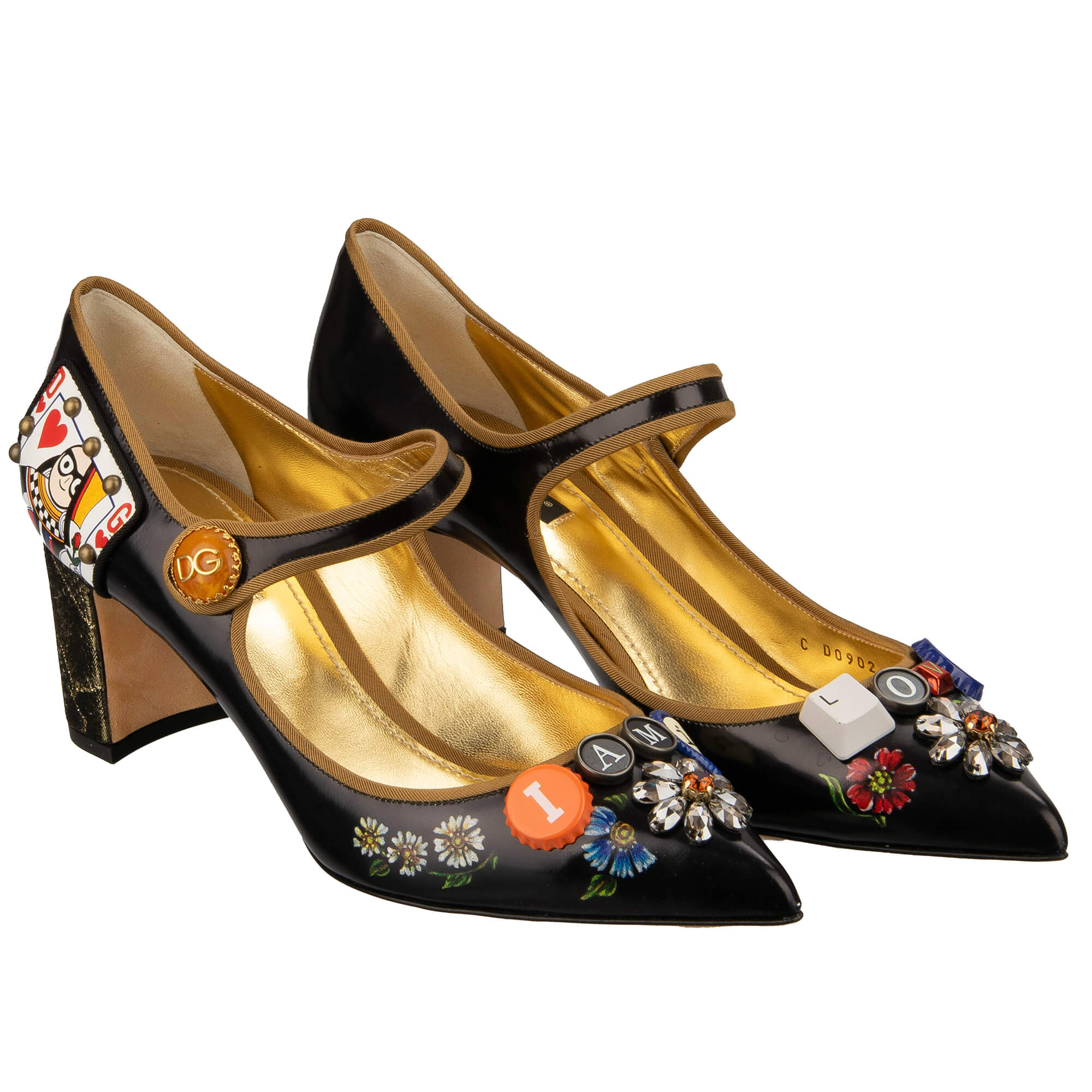 Kristall Perlen LOVE Brosche Karte Mary Jane Pumps Schwarz 40 10