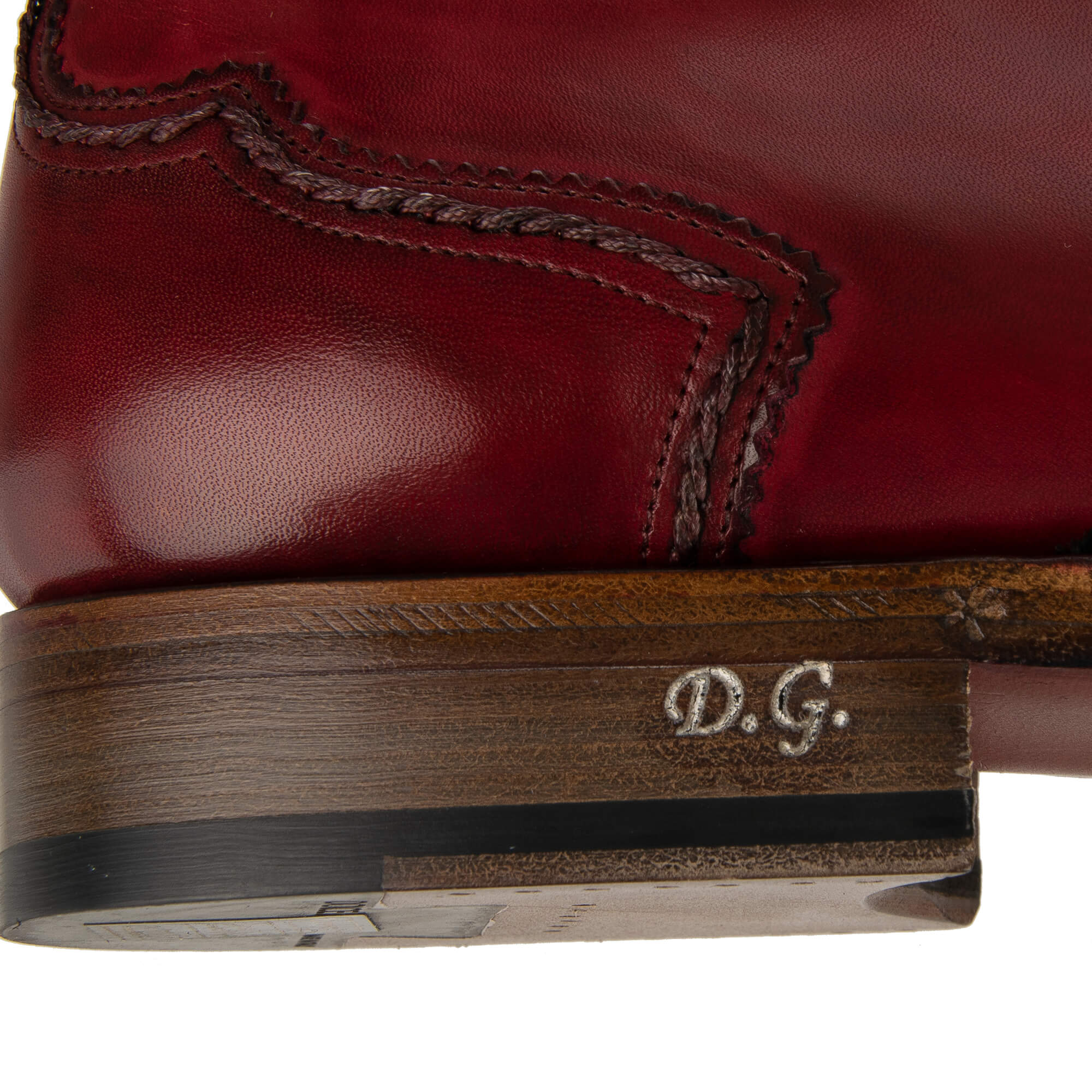 Leather derby shoes ROMA with DG Goodyear sole and hand-painted in red by DOLCE & GABBANA SARTORIA