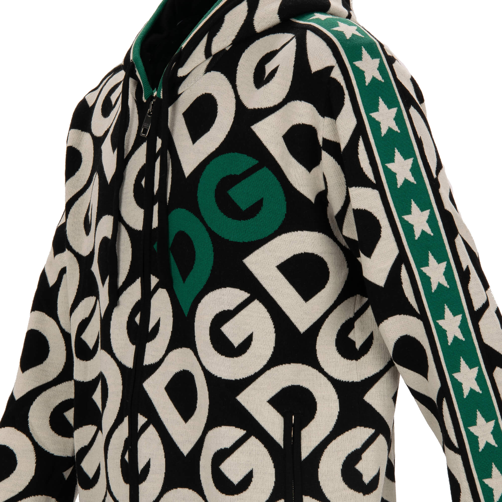 Hoodie Jacke / Kapuzenjacke mit DG Logo Sternen Print und Taschen mit Reißverschluss von DOLCE & GABBANA
