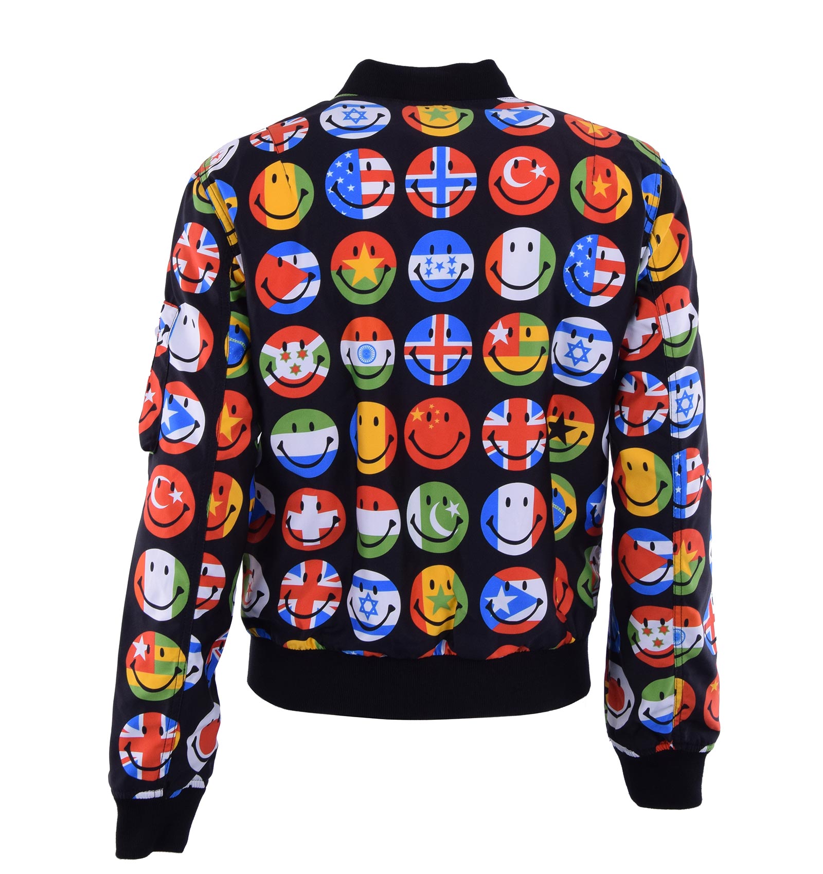 Bomber Jacke aus Nylon mit Flaggen Aufdruck von MOSCHINO COUTURE
