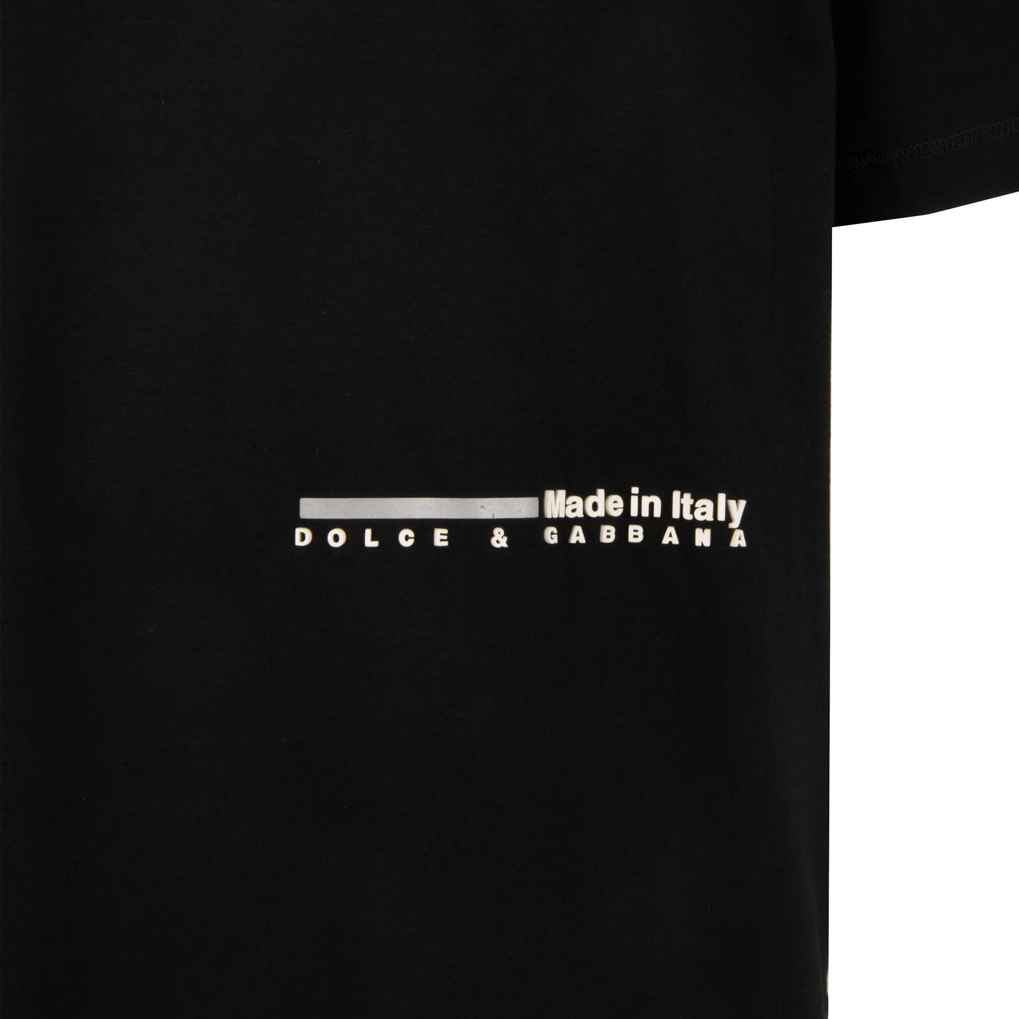 Baumwolle T-Shirt mit DG Logo und Licht reflektierenden Elementen in Schwarz von DOLCE & GABBANA