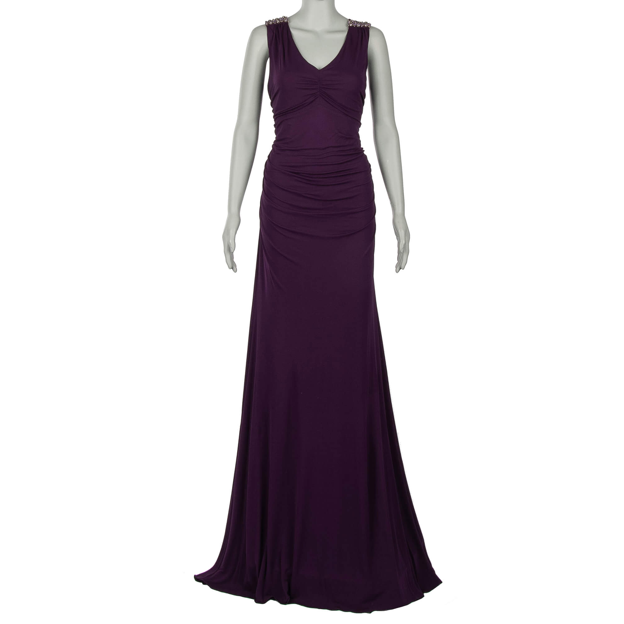 Long Embroidered Maxi Evening Dress Purple