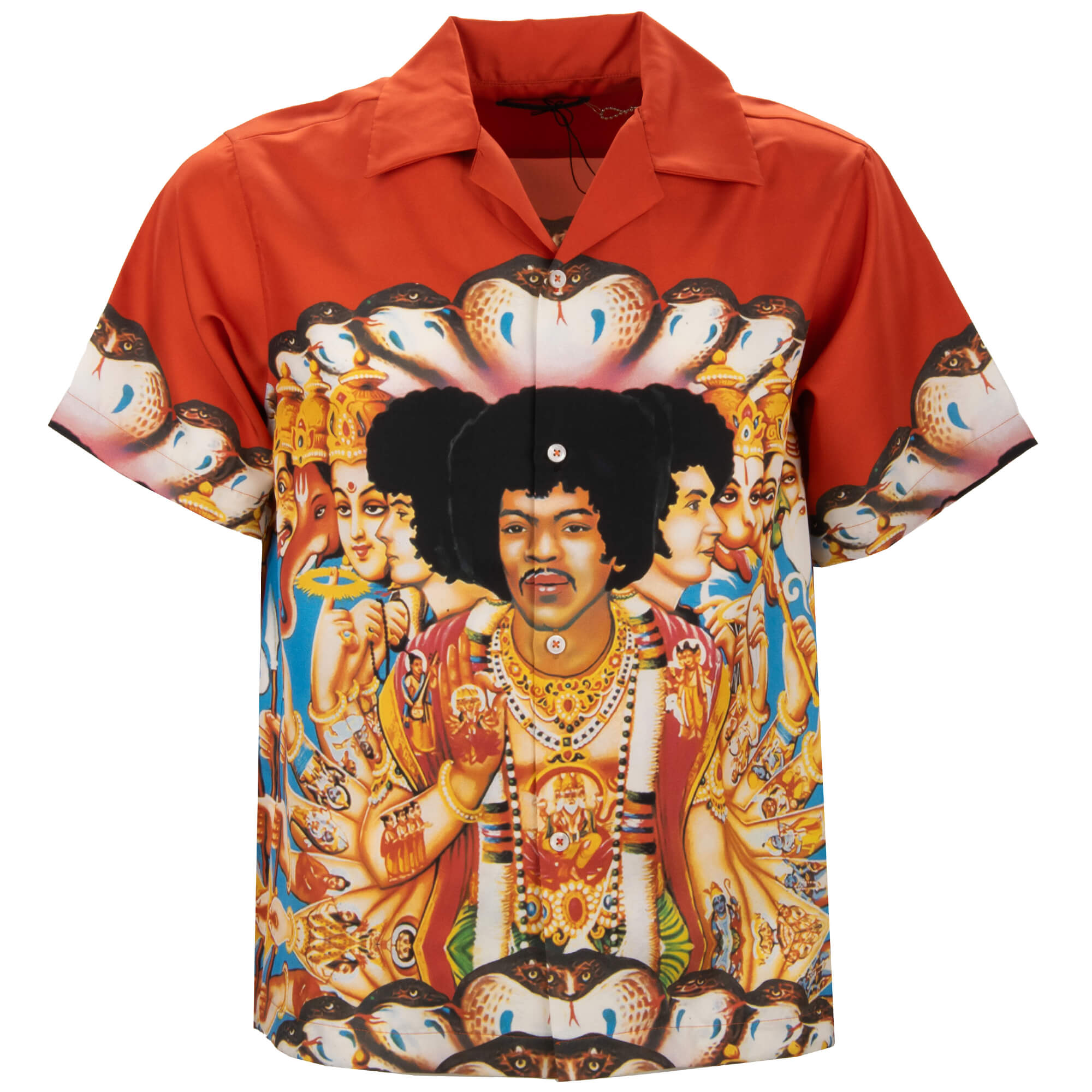 Jimi Hendrix Schlange Oversize Kurzarm Seide Hemd Rot 