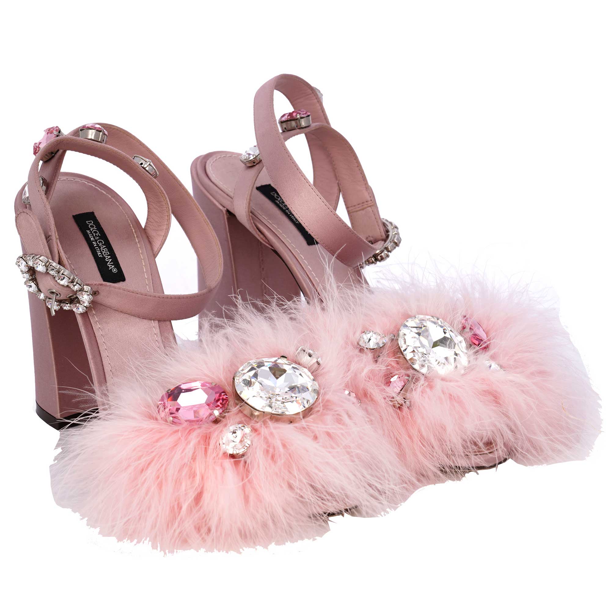 Kristall Feder Brosche Seide Leder Pumps Sandalen KEIRA Pink 39 9