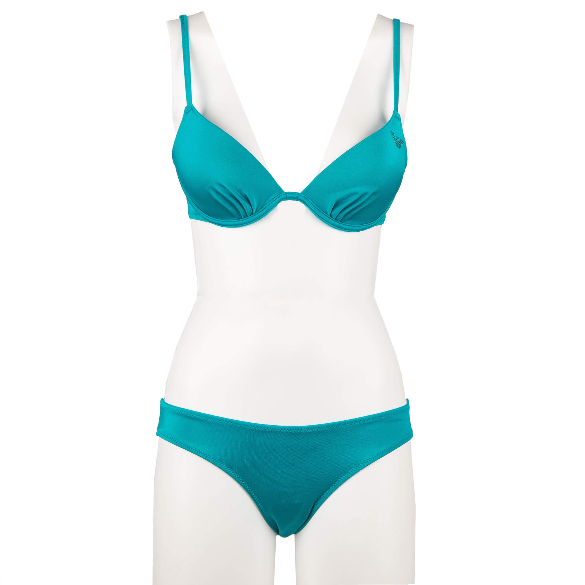 Padded Push-Up Triangle Bikini with Logo Azure Blue