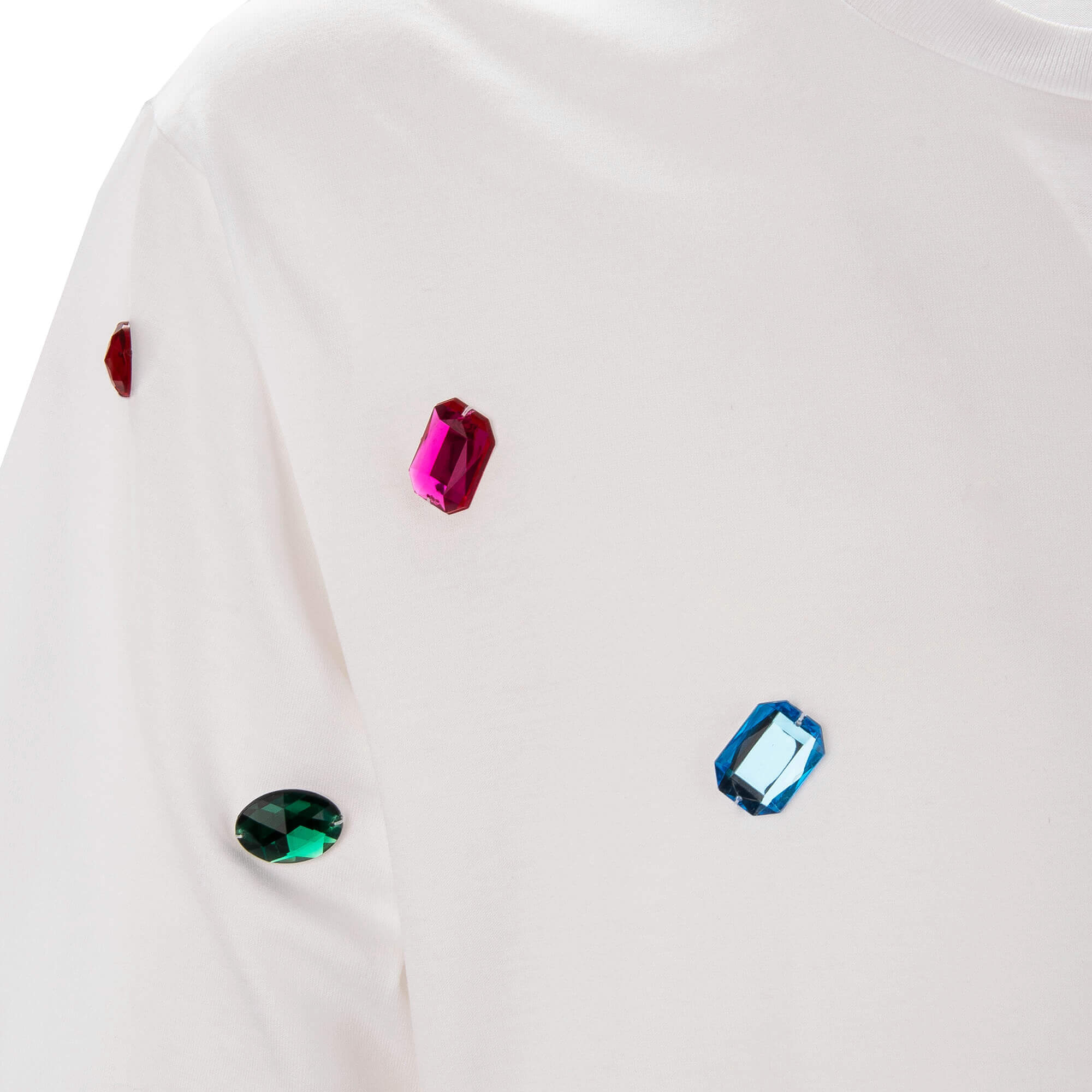 Oversized Cotton T-Shirt with DG Metal Gold Logo and crystal embroidery in white by DOLCE & GABBANA