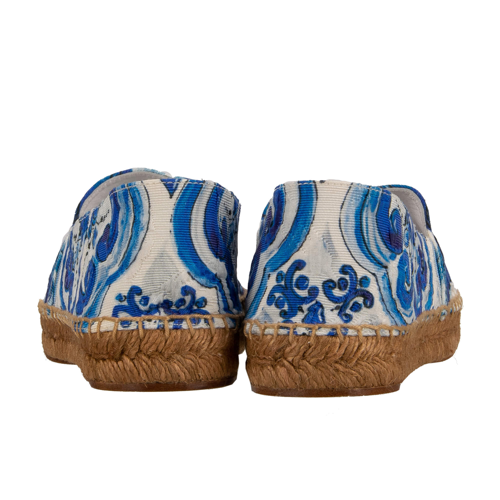 Leichte Espadrilles aus Jacquard mit Majolika Print in Blau und Weiß von DOLCE & GABBANA