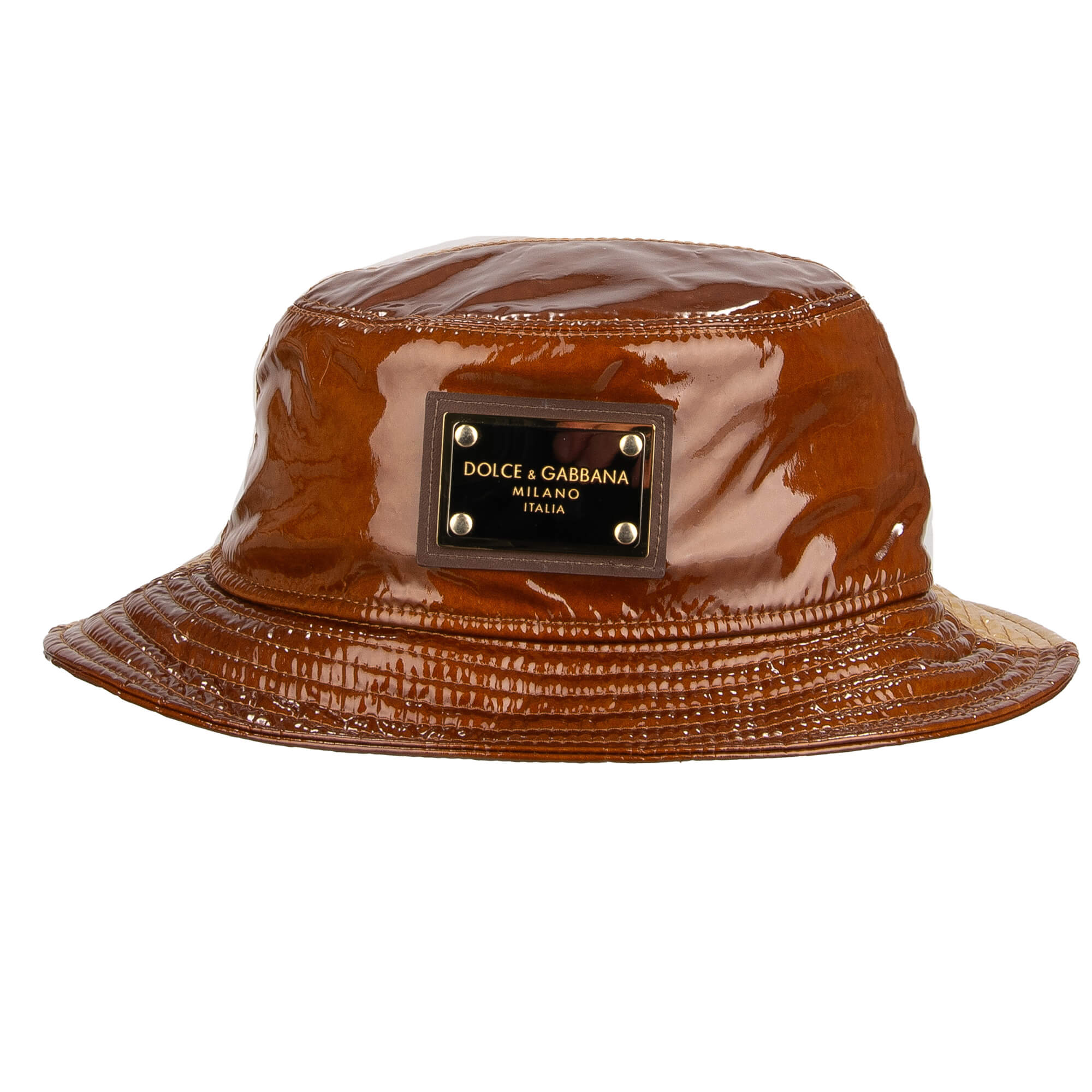Coated silk Fisherman Hat / Bucket Hat with DG metal logo plate by DOLCE & GABBANA 
