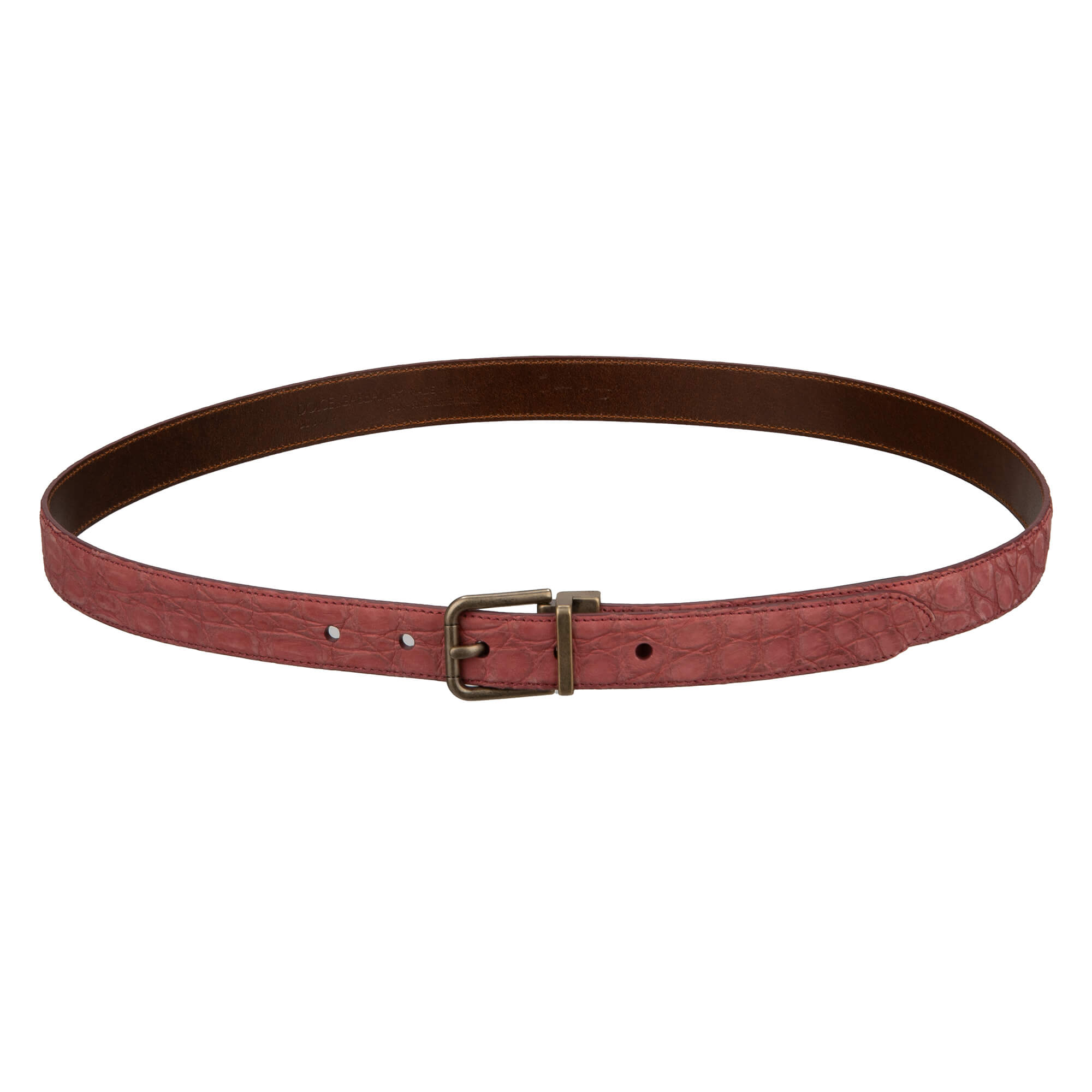 Metall Schnalle Kroko Leder Gürtel Bordeaux Pink 95 38 