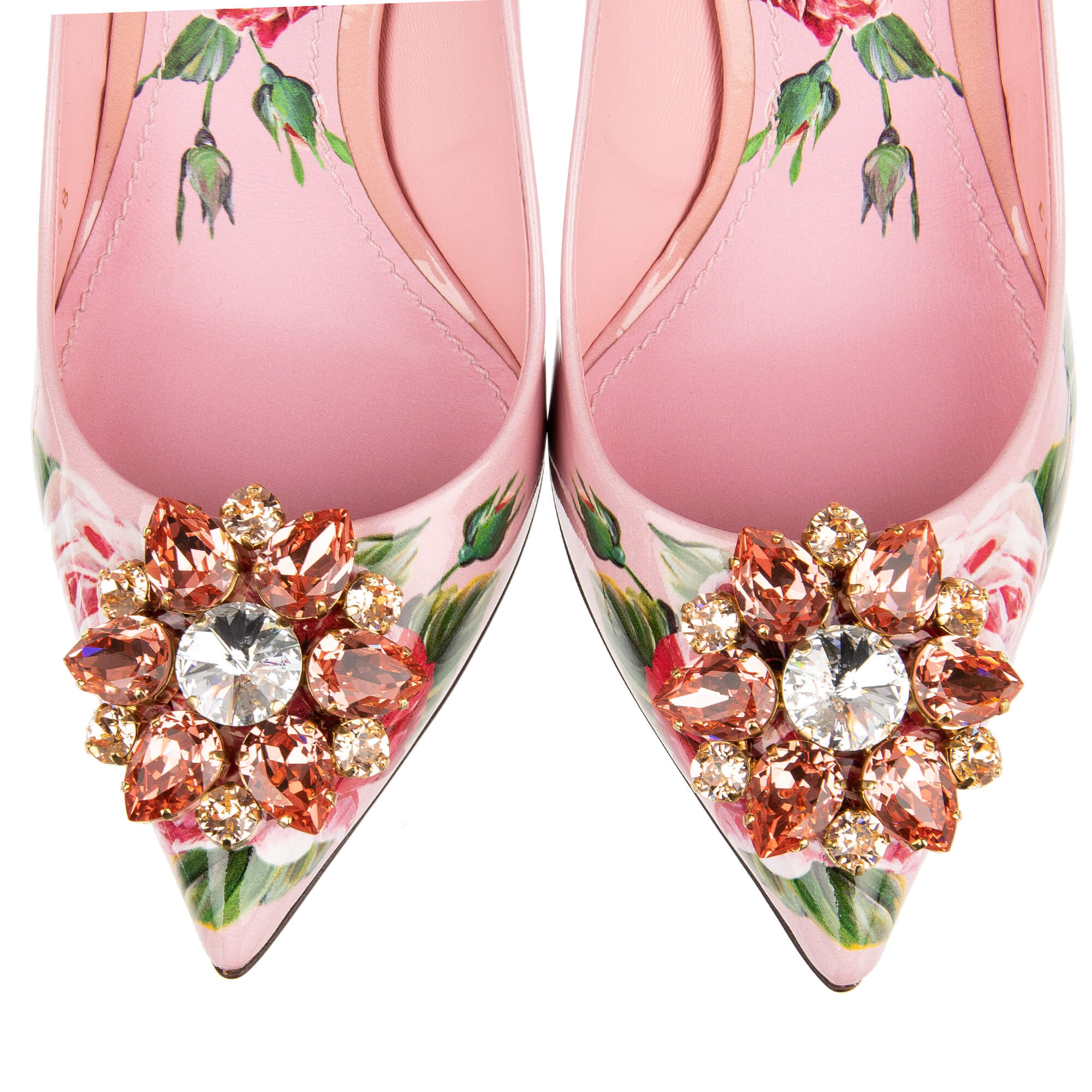 Patent Leather Pumps BELLUCCI with Peony Rose Print Pink 38