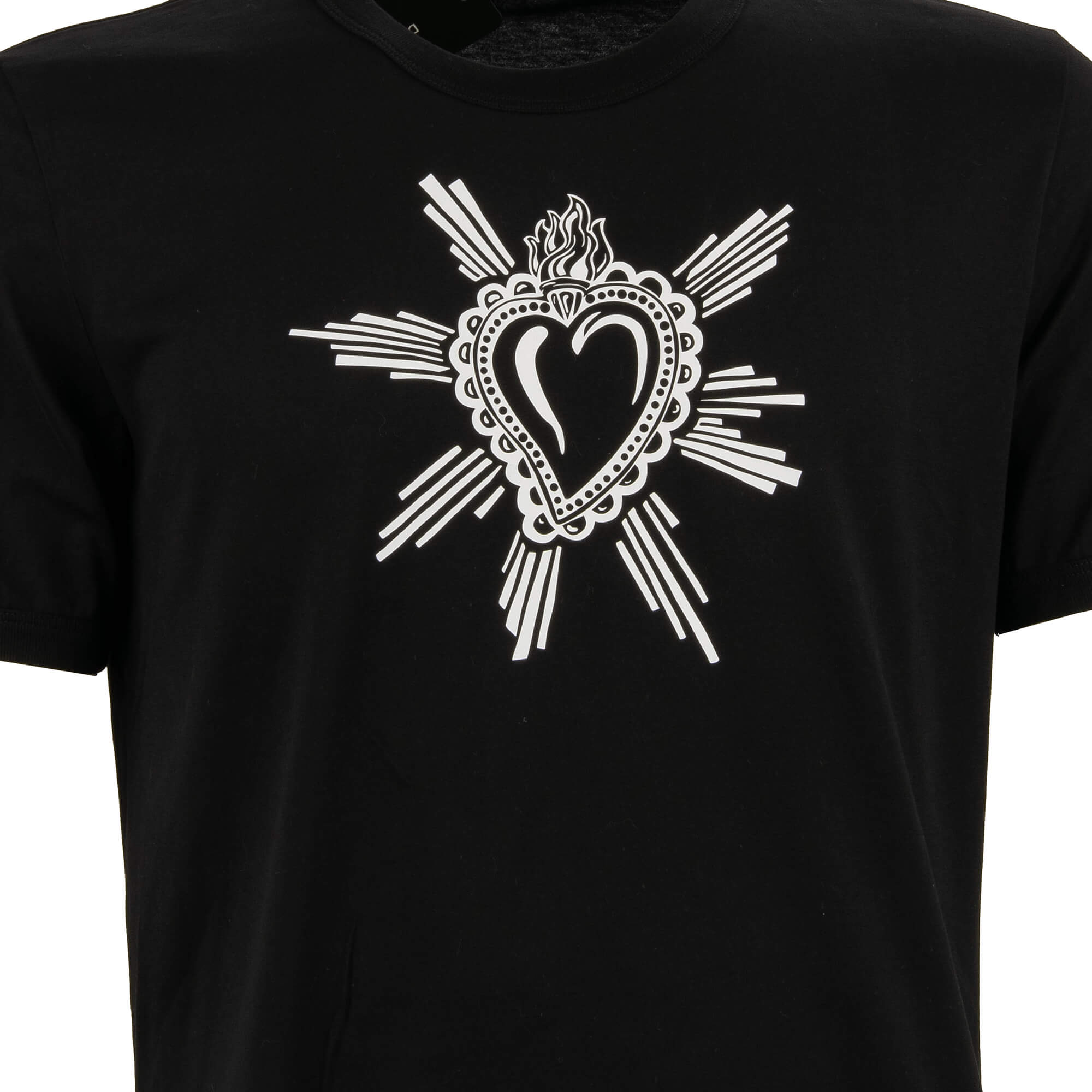Cotton T-Shirt with Sacred Heart print in black by DOLCE & GABBANA