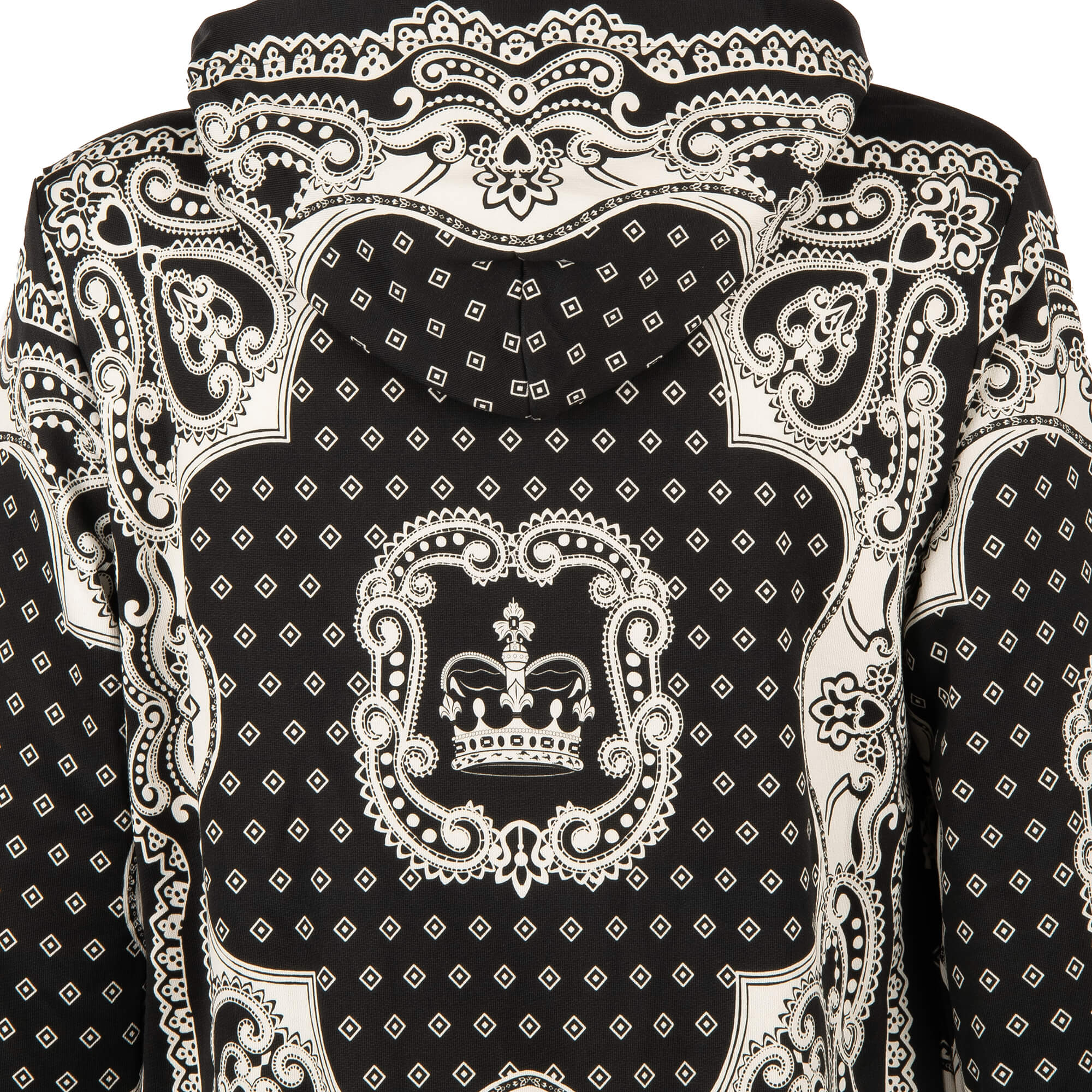 Bandana and Crown printed hooded jacket with zip closure and pockets by DOLCE & GABBANA