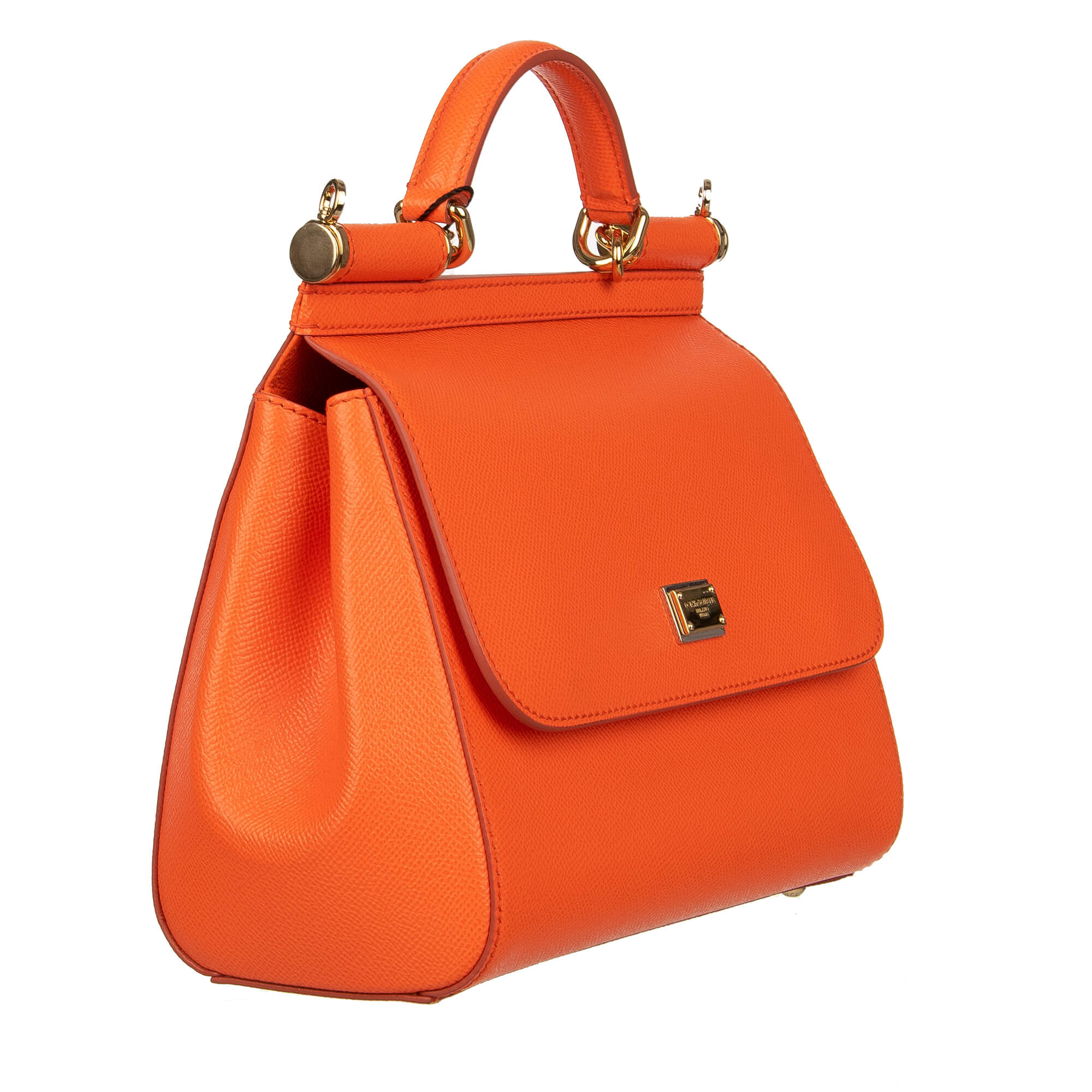 Handtasche / Schultertasche SICILY Medium aus Dauphine Leder mit Logo Schild von DOLCE & GABBANA