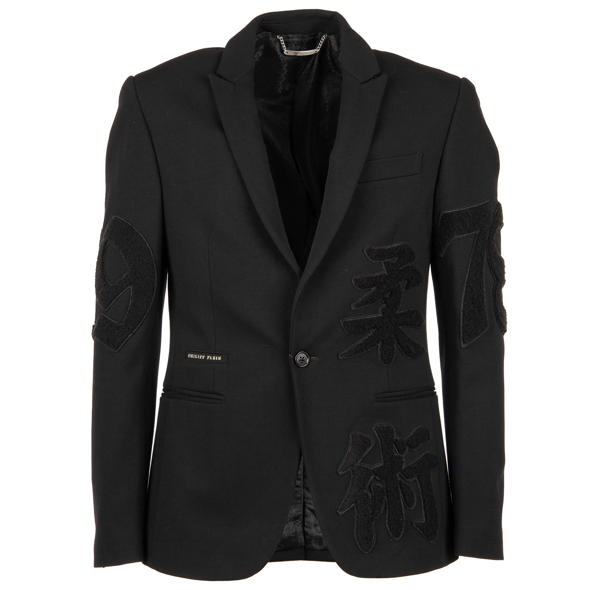 Blazer SPECIAL TWO with Embroidered Logo and Leather Details Black