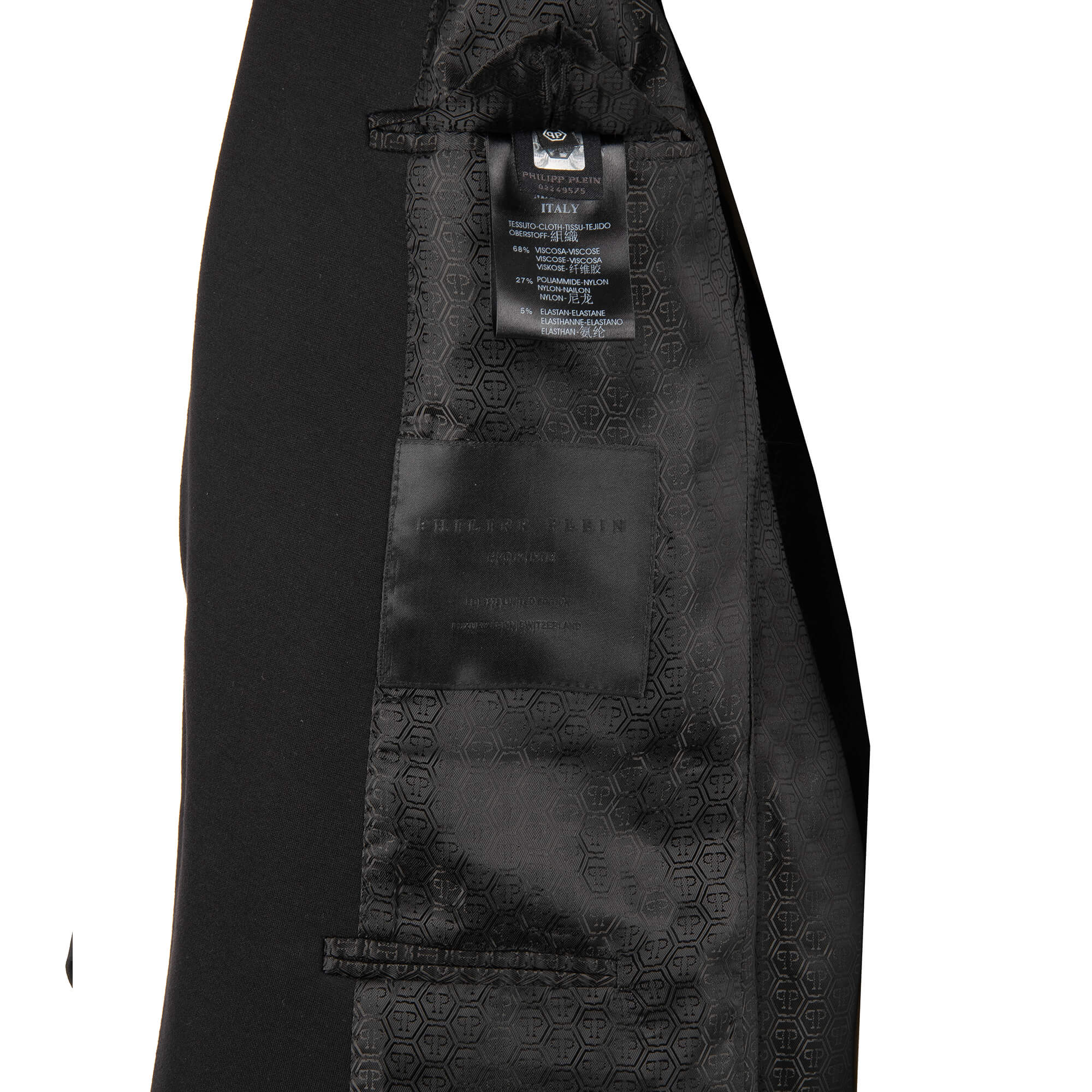 Blazer SPECIAL TWO with embroidered hieroglyphs, embroidered logo on leather at the back and logo in front by PHILIPP PLEIN