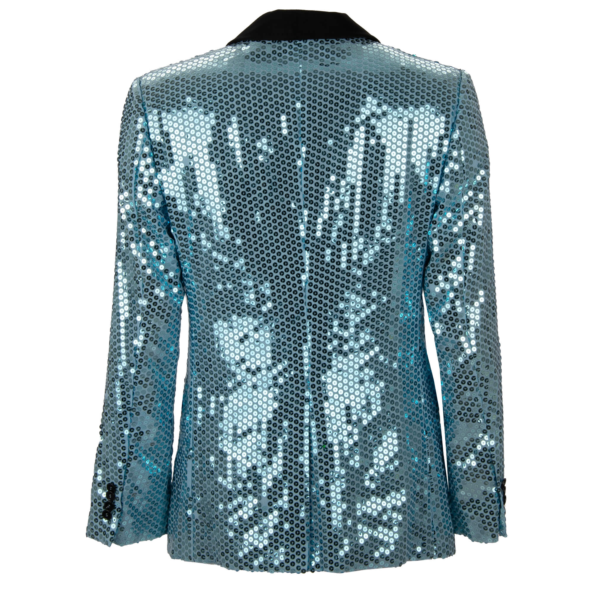 Full sequined tuxedo / blazer with contrast details and shawl lapel in blue and black by DOLCE & GABBANA