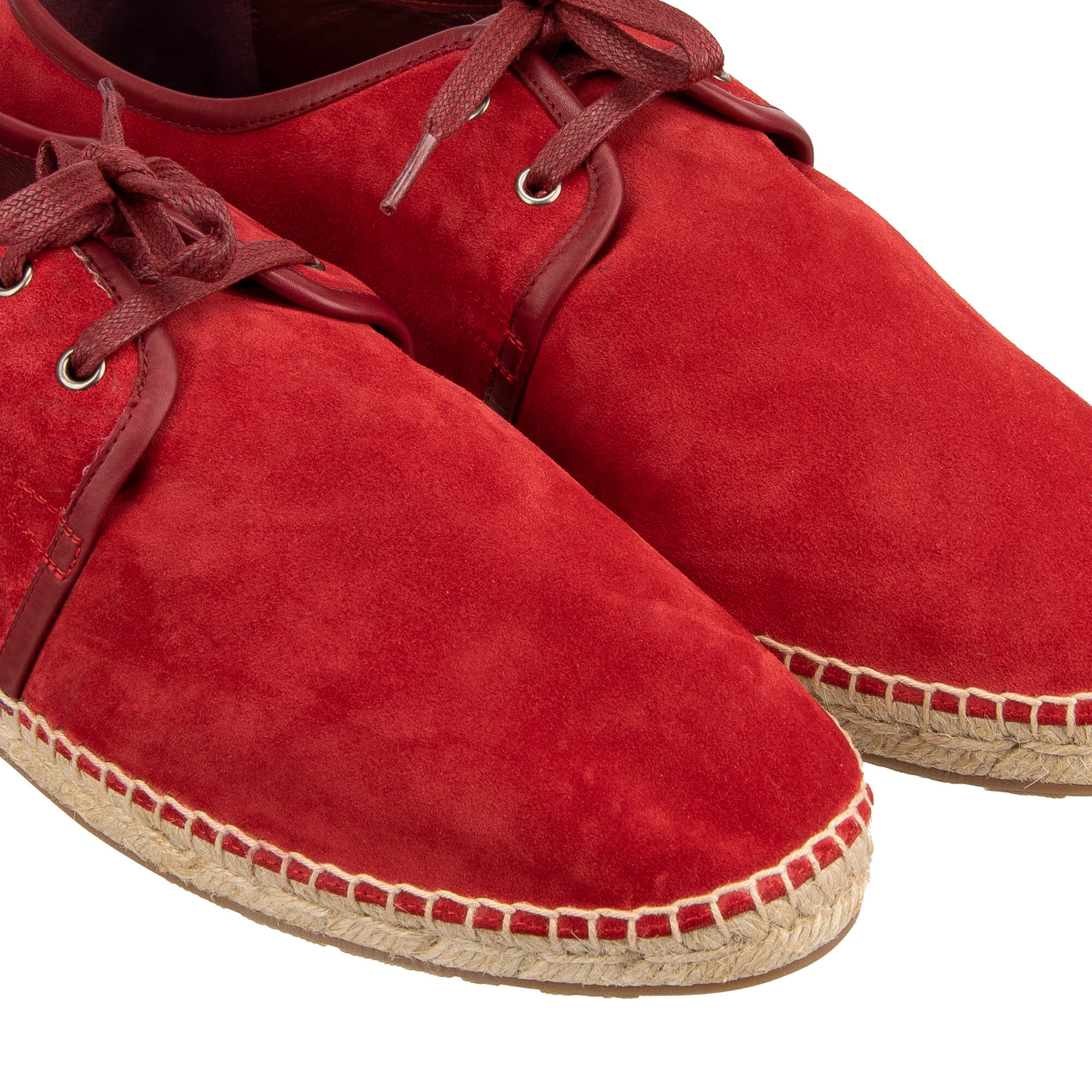Loafer TREMITI aus Wildleder mit Kontrast Raffia Elementen und DG Logo in Rot von DOLCE & GABBANA