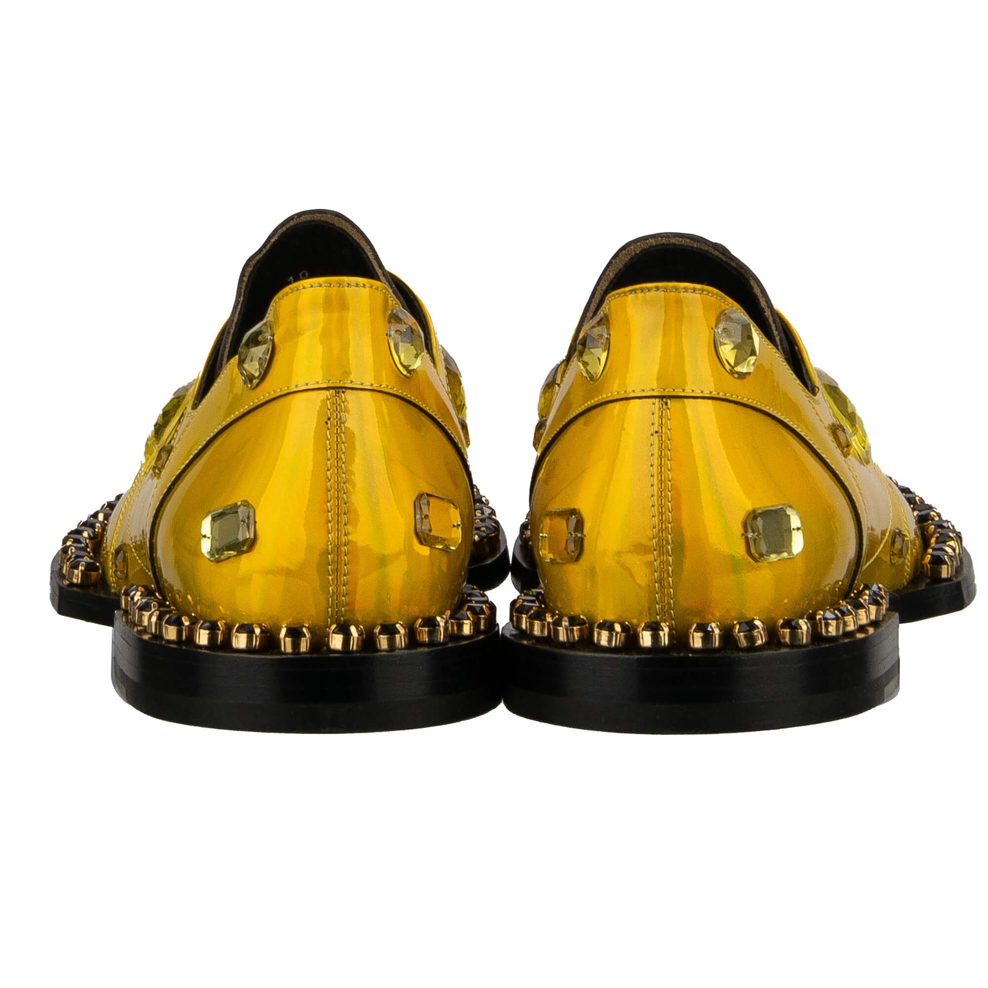 Derby Schuhe RAFFAELLO aus Lackleder mit überall verteilten Kristallen in Gelb Gold von DOLCE & GABBANA