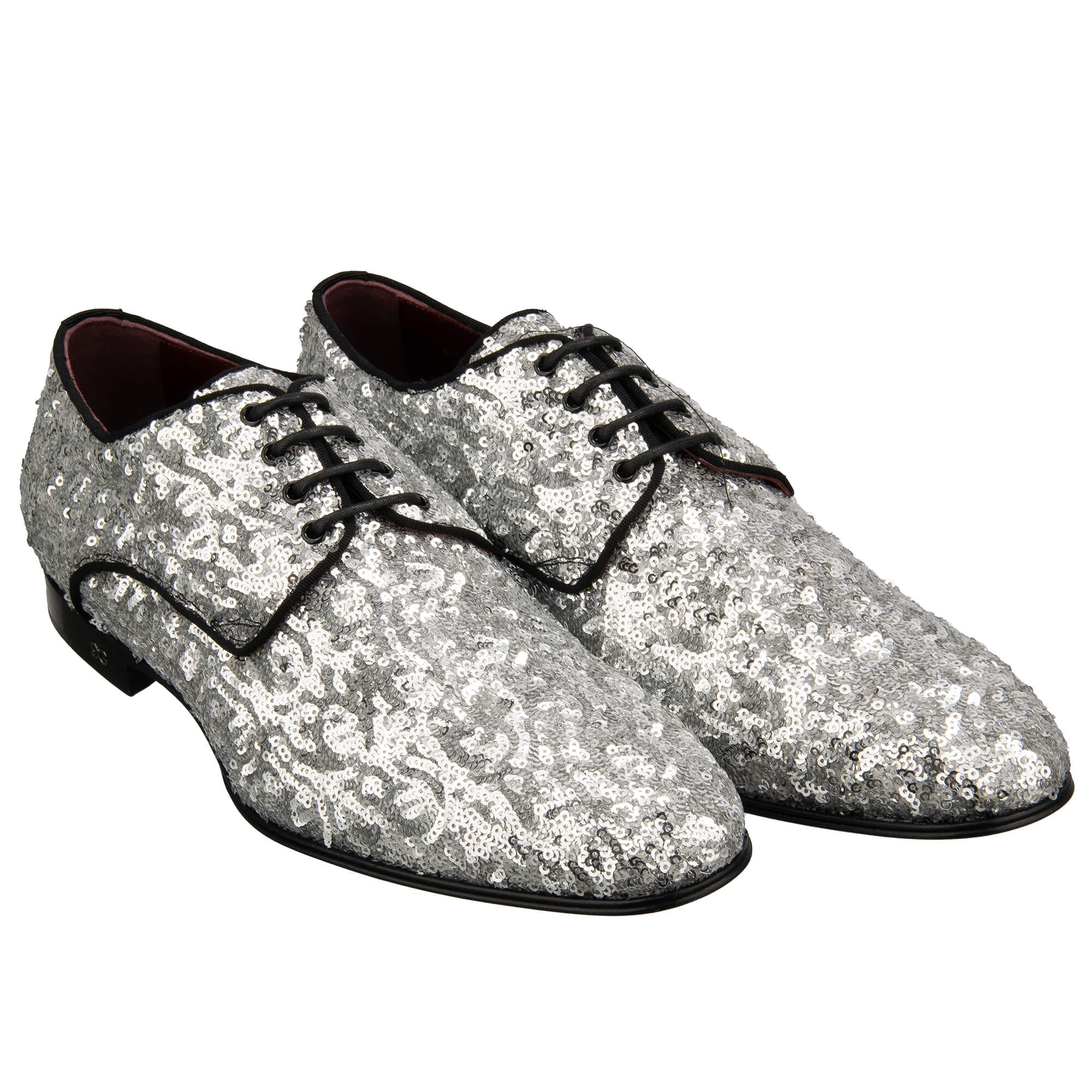 Sequin Lace DG Logo Derby Shoes POSITANO Silver Black
