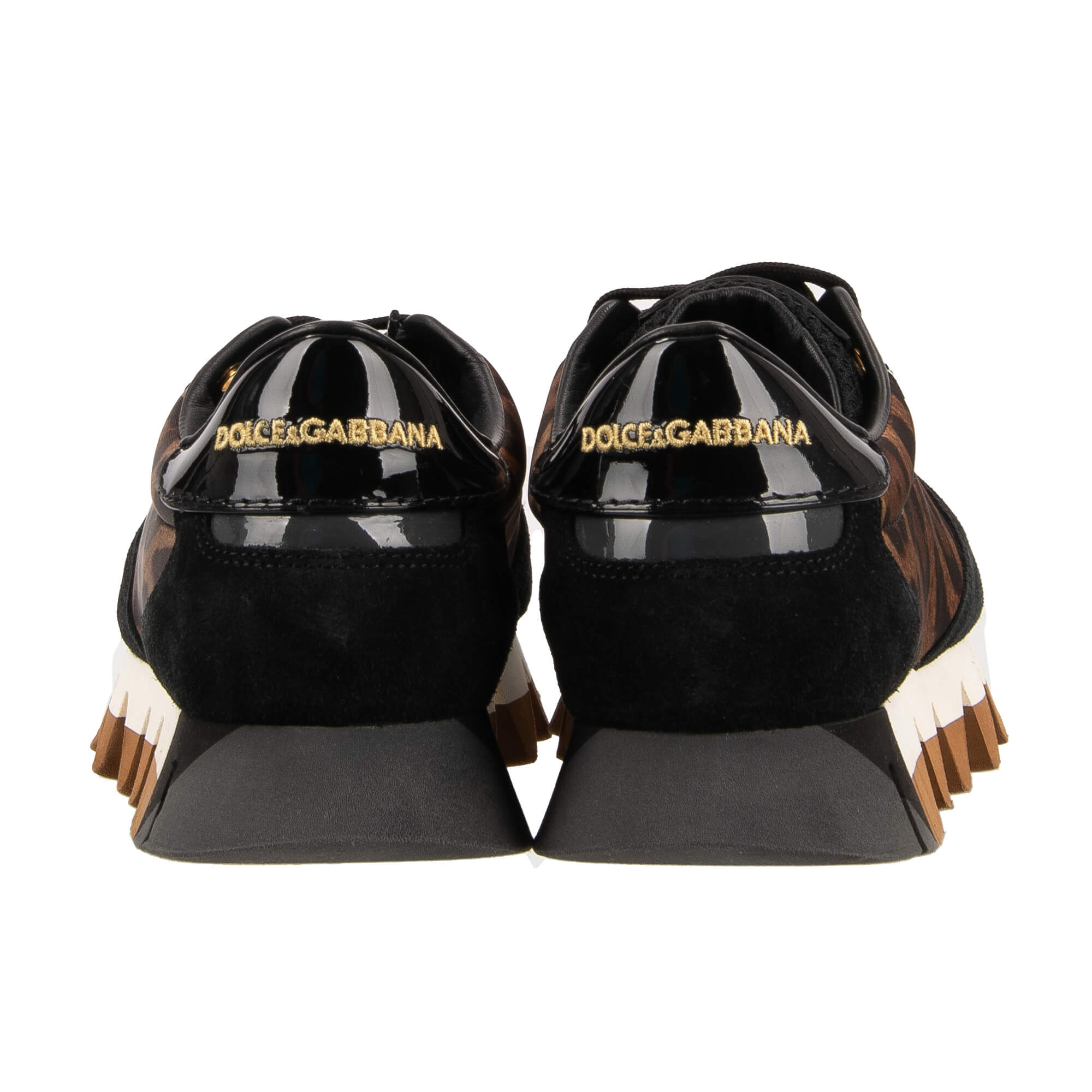 Lace Sneaker CAPRI with leopard pattern and DG logo in brown and black by DOLCE & GABBANA