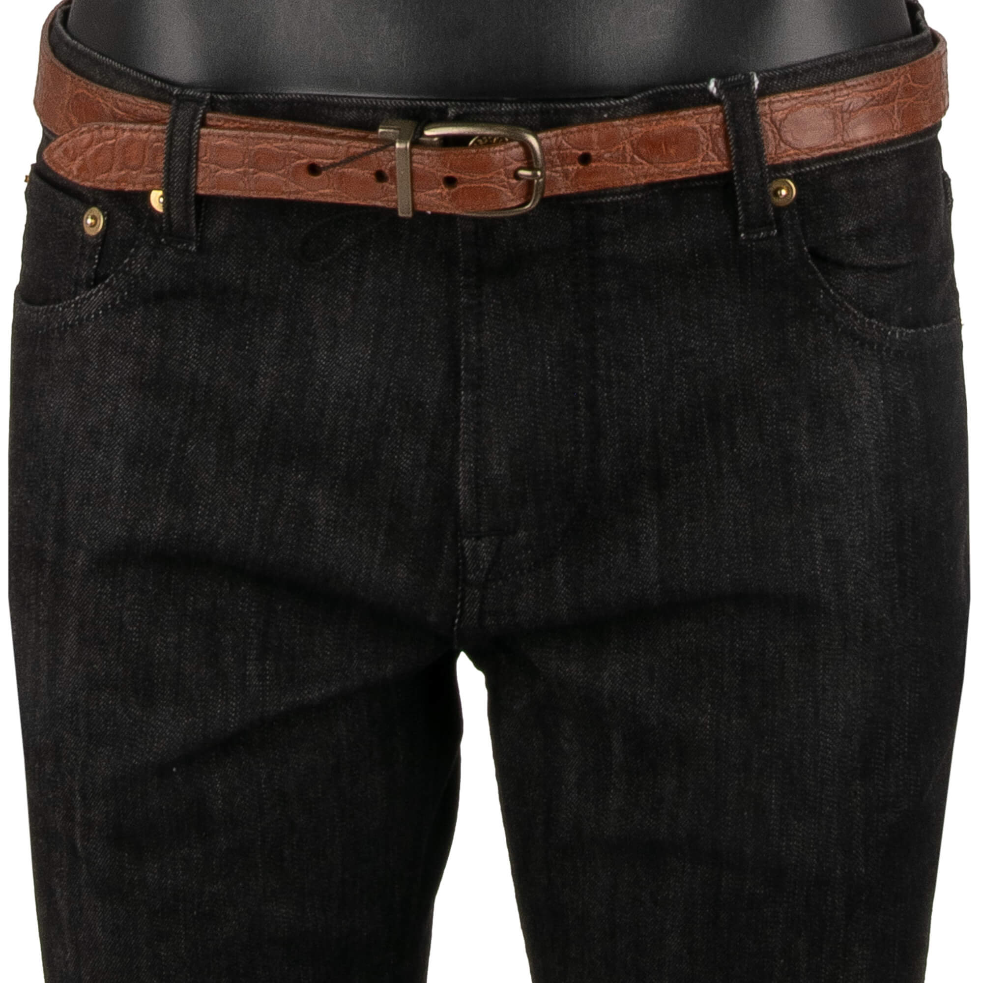 Gürtel aus Krokodilleder mit Metall Rollschnalle in Antik Gold und Braun von DOLCE & GABBANA