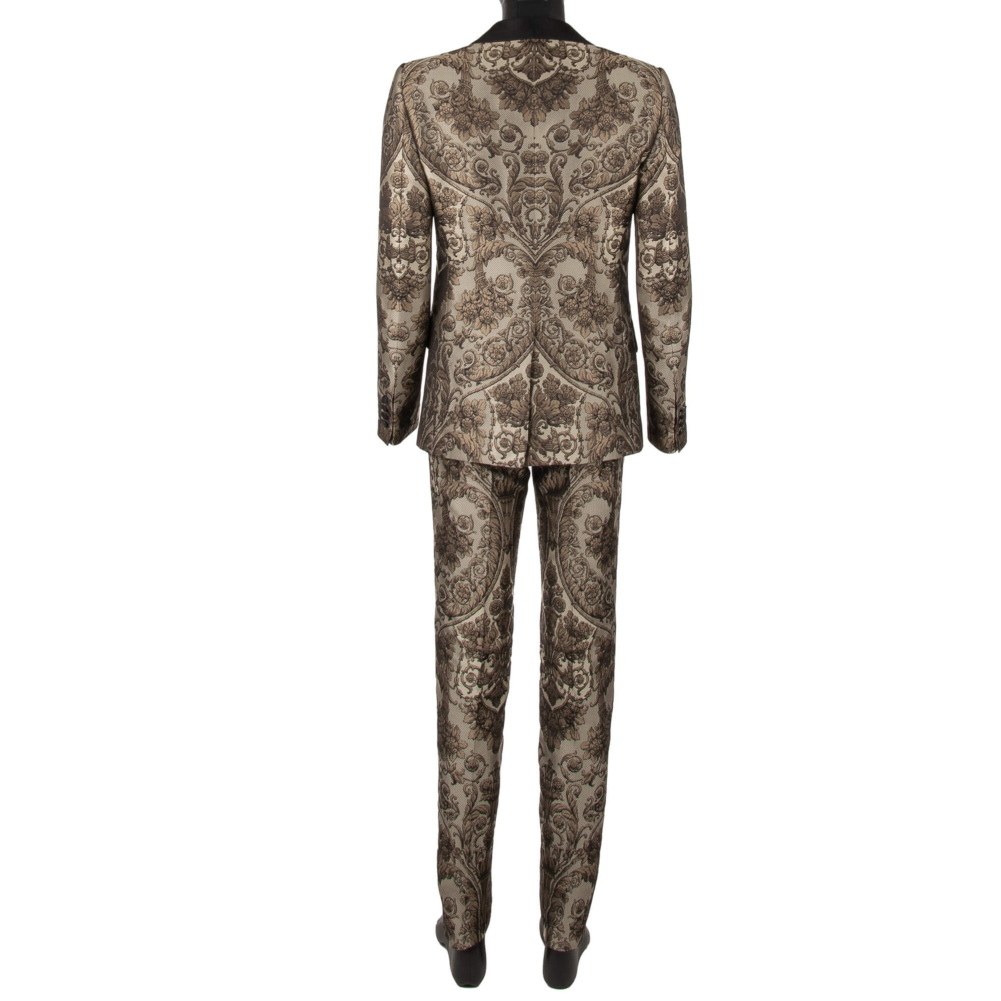 3 piece Floral Jacquard Baroque suit in black and beige by DOLCE & GABBANA