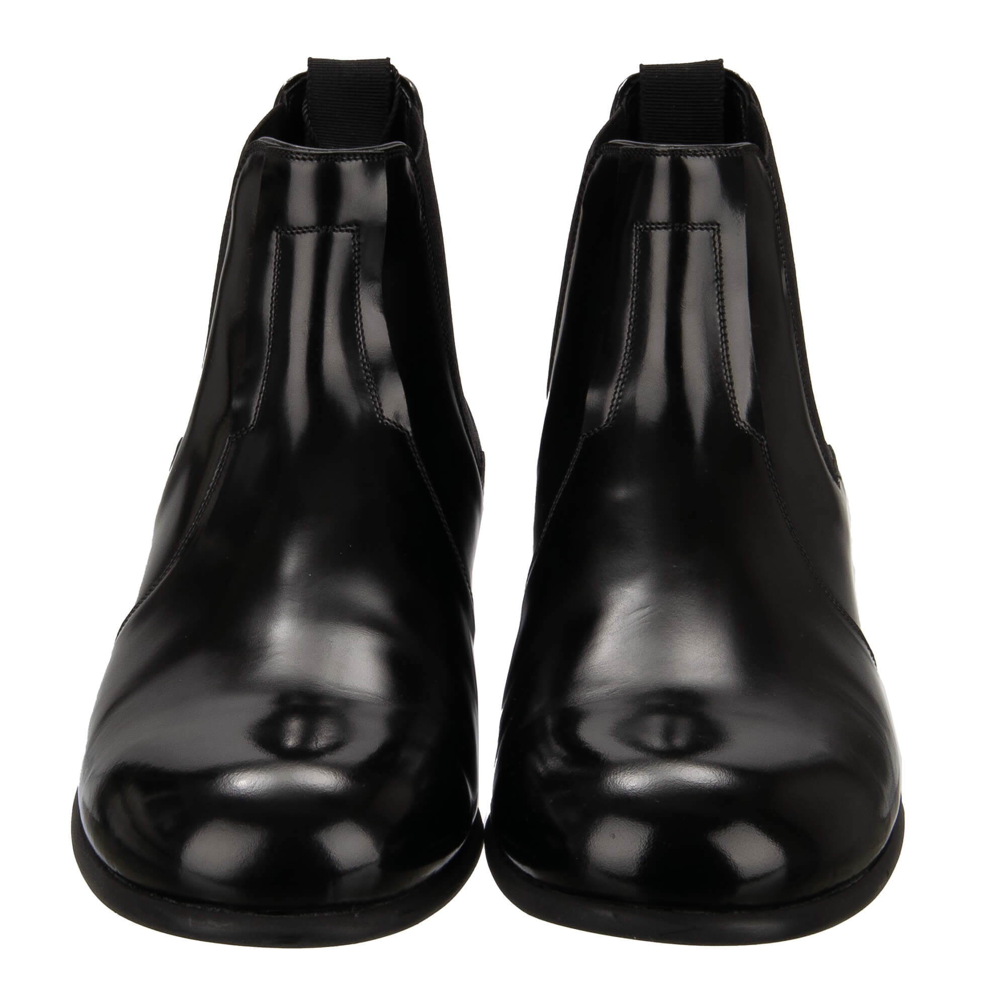 Formelle Stiefeletten Schuhe aus Leder mit elastischen Seiten in Schwarz von DOLCE & GABBANA