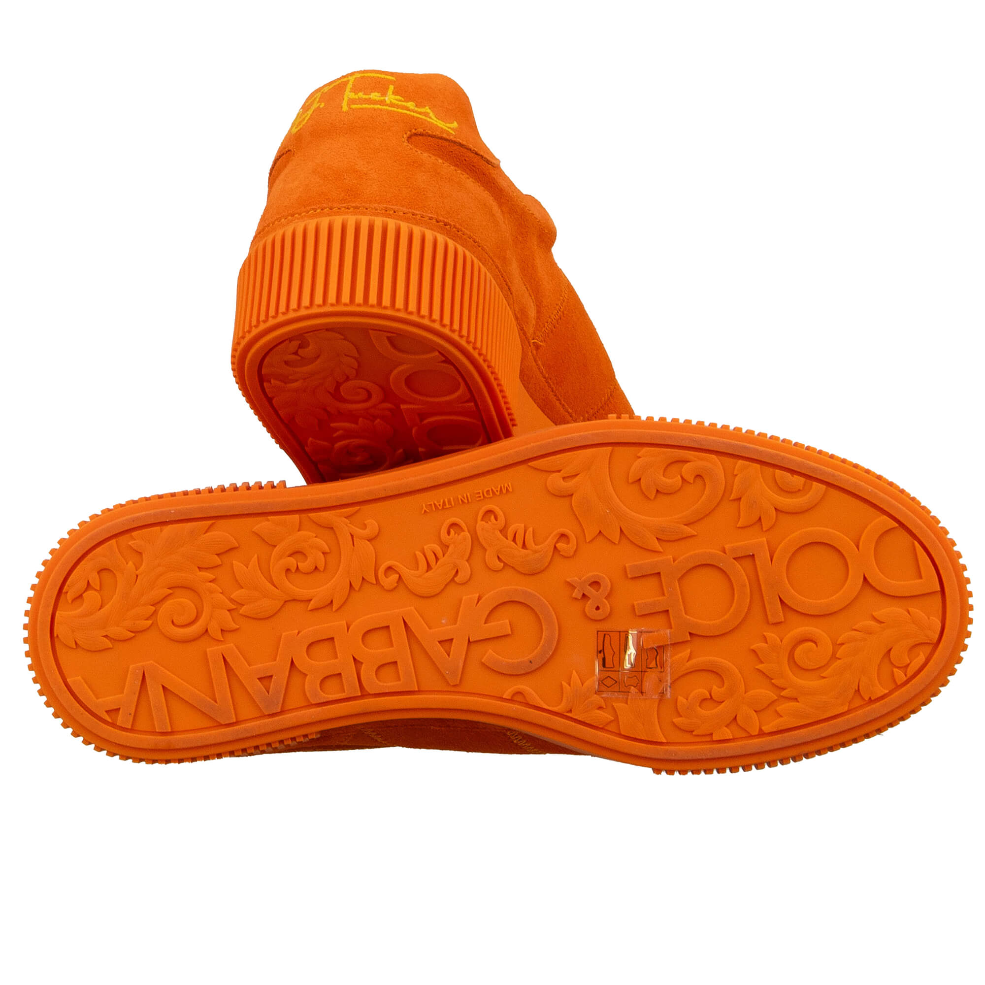 Women Suede Leather Sneaker NEW MIAMI with DG Logo in orange by P. J. Tucker for DOLCE & GABBANA