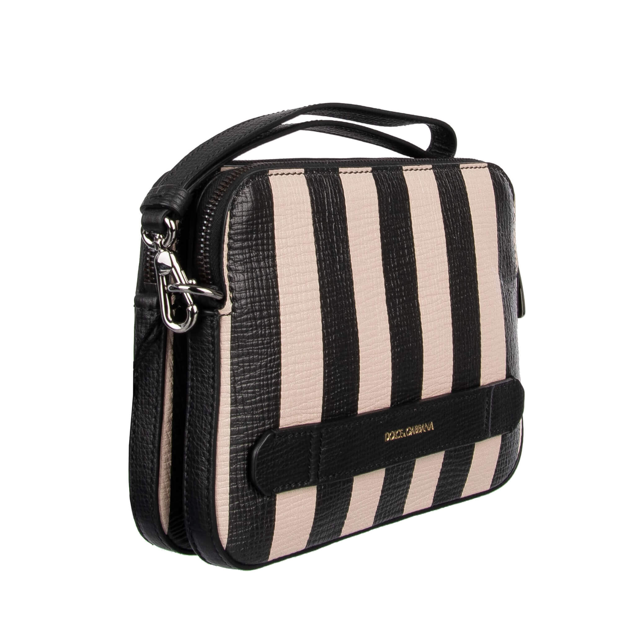 Striped clutch bag/ pouch made of Palmellato leather with two dividers with zip fastening and handle by DOLCE & GABBANA