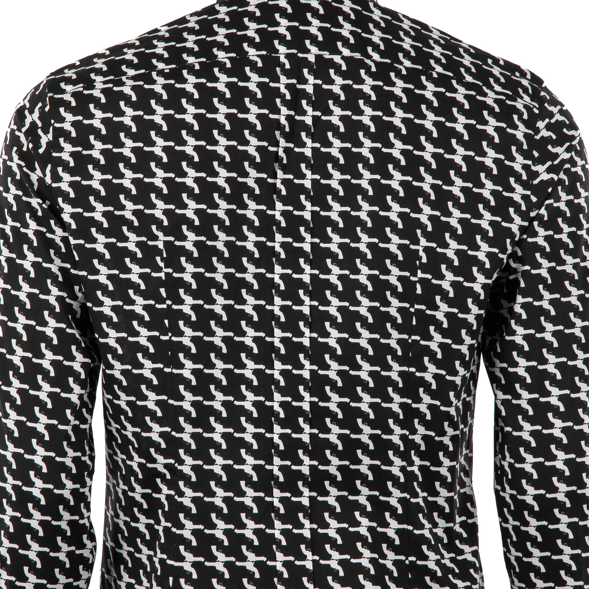 Hemd aus Baumwolle GOLD mit kurzem Kragen und Waffen-Print von DOLCE & GABBANA
