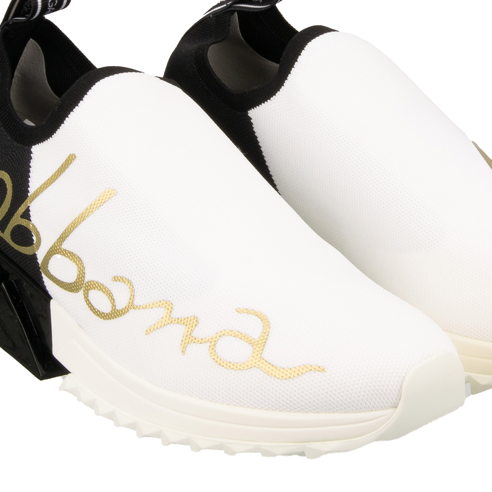 Elastische Slip-On Sneaker SORRENTO für Herren mit DG Logo in Weiß, Gold und Schwarz von DOLCE & GABBANA