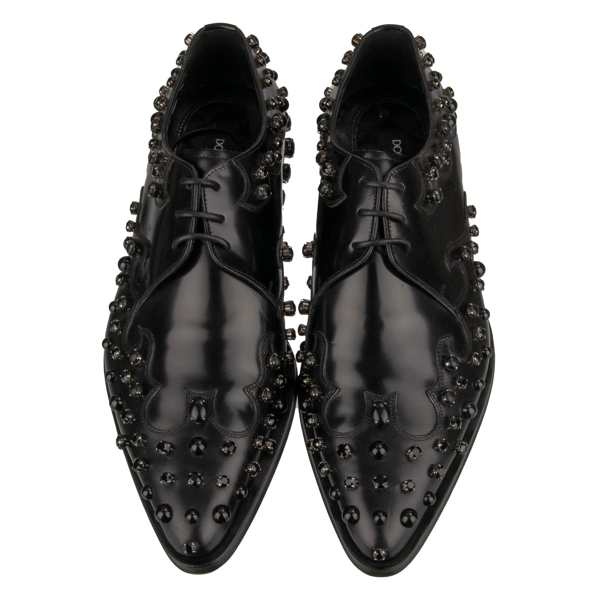 Derby Schuhe MILLENNIALS aus Leder mit Kristallen und Nieten in Schwarz von DOLCE & GABBANA