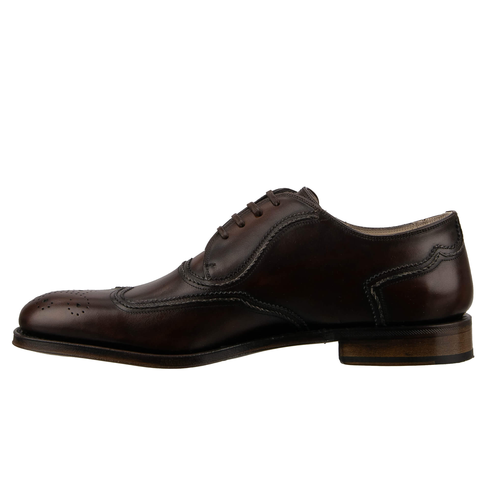 Handmade leather derby shoes ROMA with Good Year sole in brown by DOLCE & GABBANA