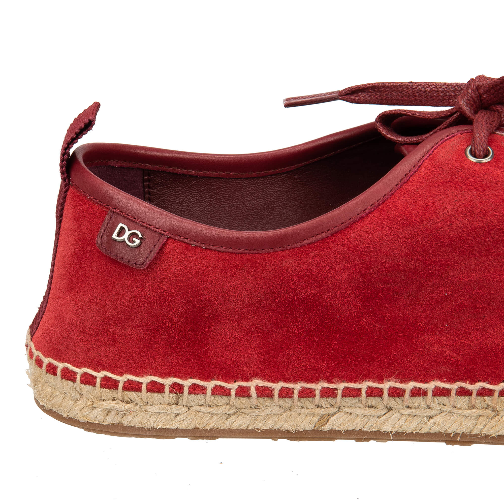 Loafer TREMITI aus Wildleder mit Kontrast Raffia Elementen und DG Logo in Rot von DOLCE & GABBANA