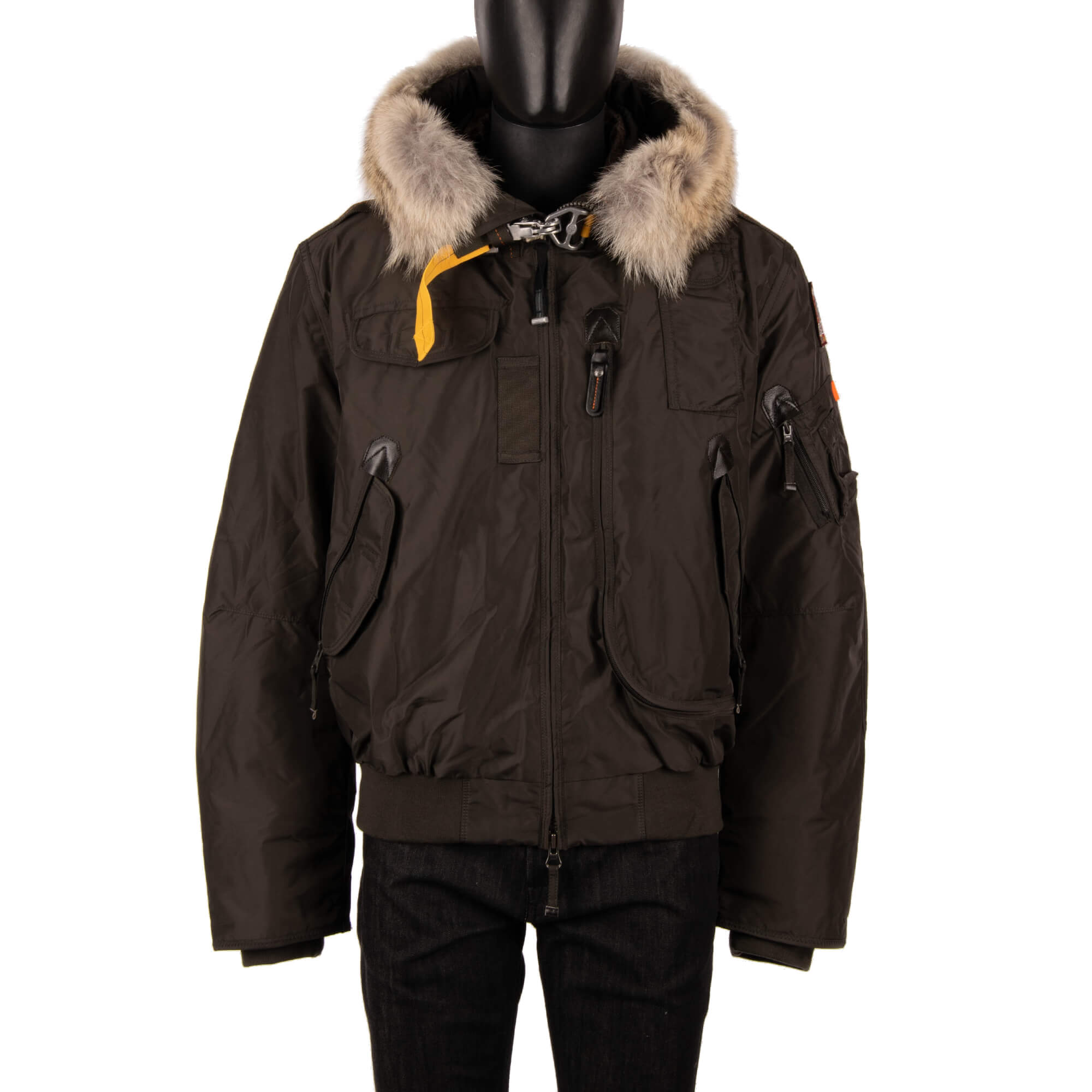 Bomber Daunenjacke GOBI mit Pelz Kapuze und abnehmbarem Futter Rush Grün