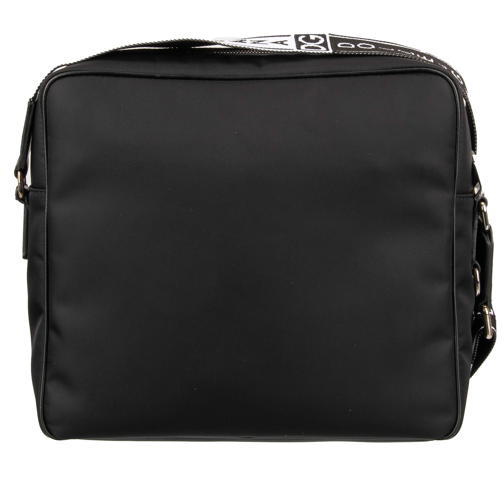 Nylon Crossbody Bag / Messenger Bag with leather details, logo printed strap, logo plate and pockets by DOLCE & GABBANA