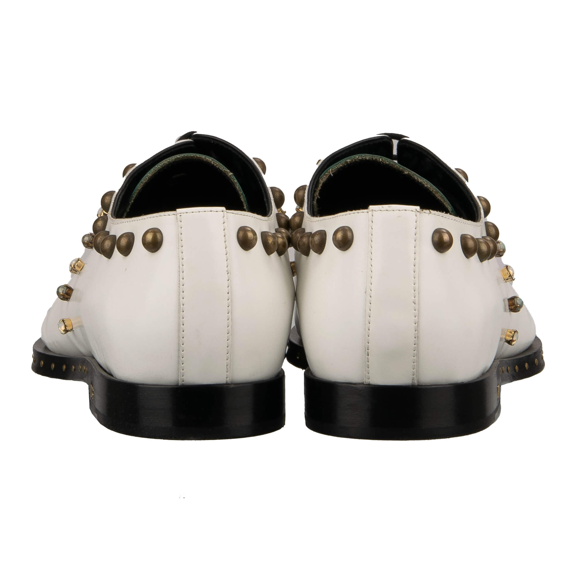 Derby Schuhe MILLENNIALS aus Leder mit Kristallen, Nieten und Steinen und Absatz mit DG Logo in Weiß und Azur von DOLCE & GABBANA