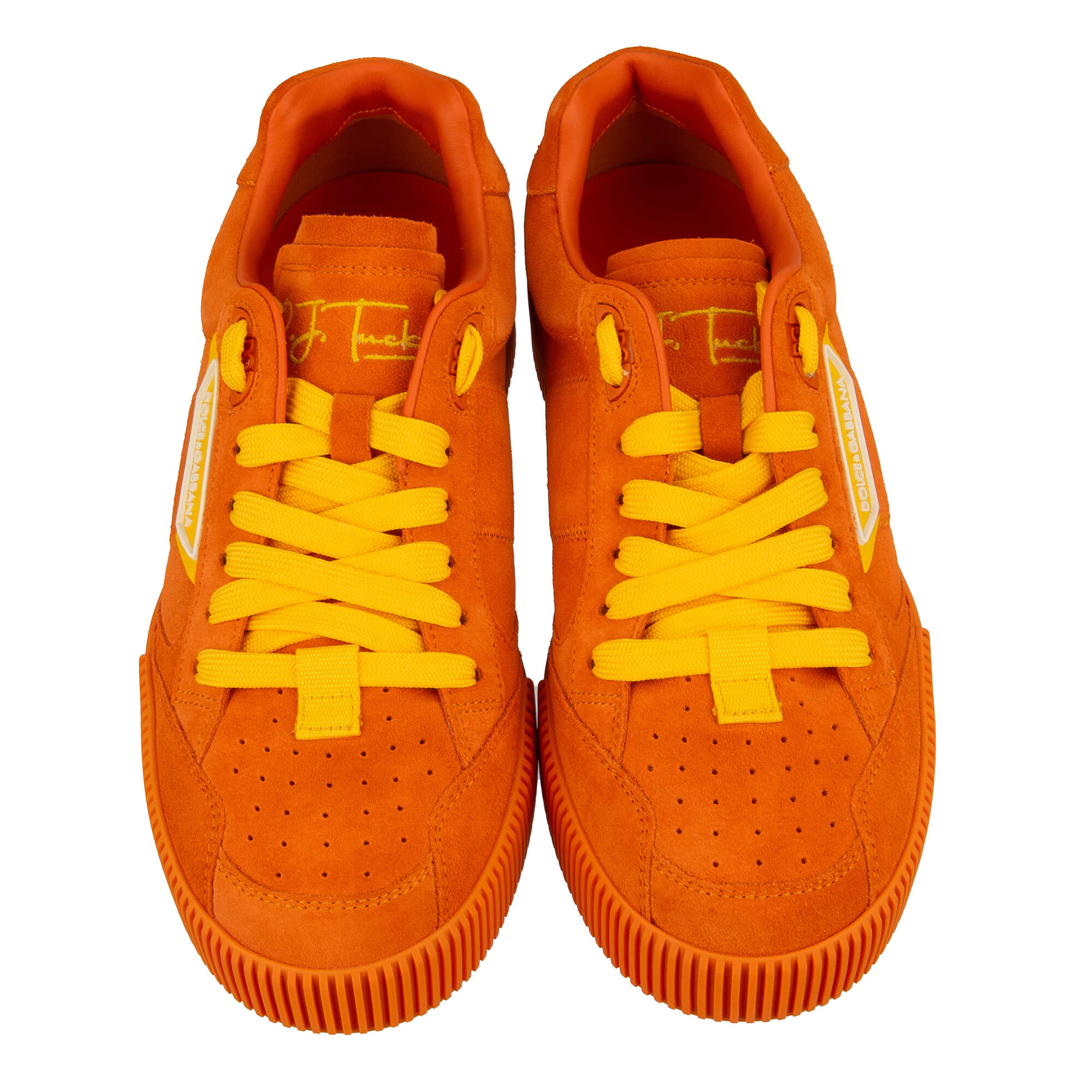 Women Suede Leather Sneaker NEW MIAMI with DG Logo in orange by P. J. Tucker for DOLCE & GABBANA